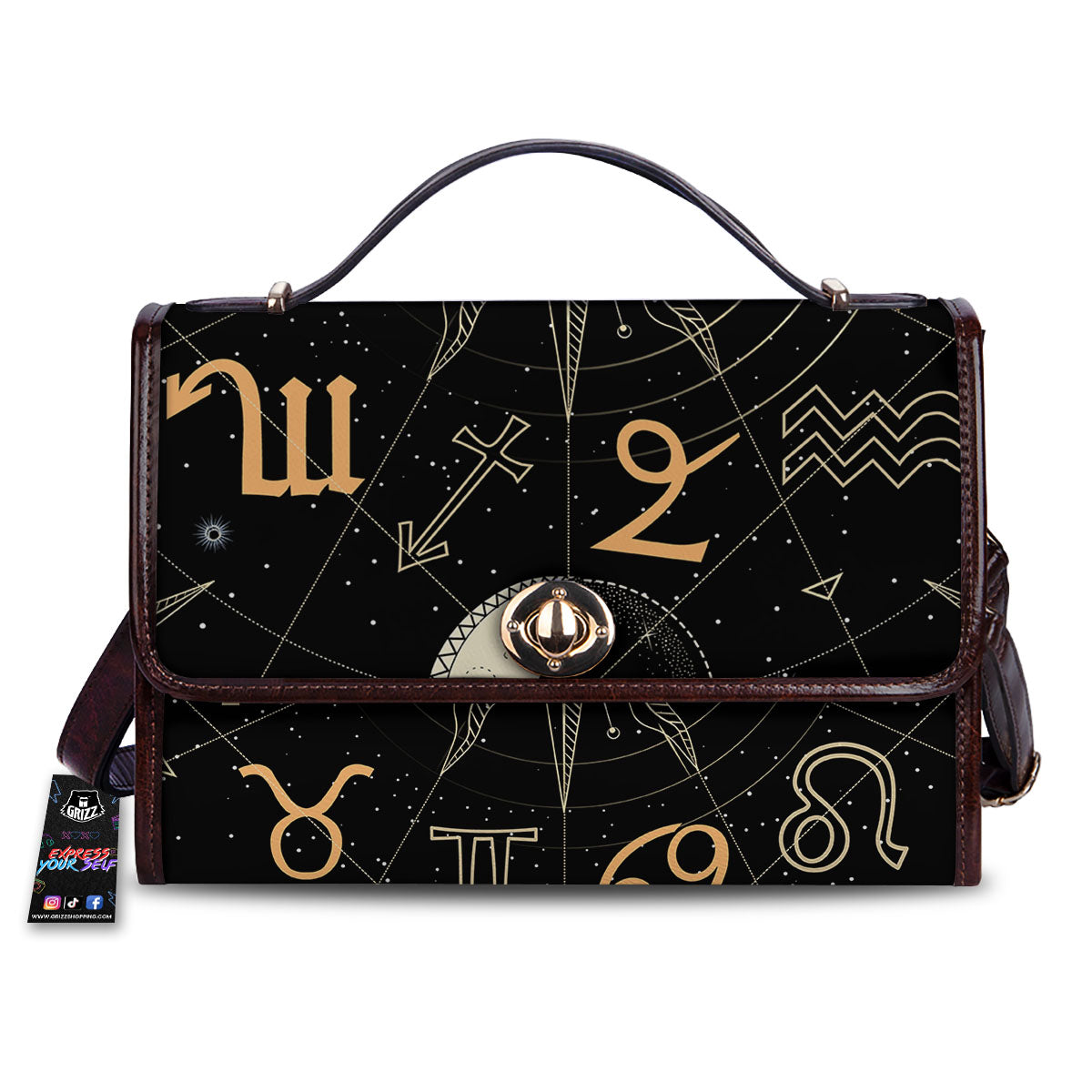 Moon And Vintage Sun Print Women's Satchel Bag