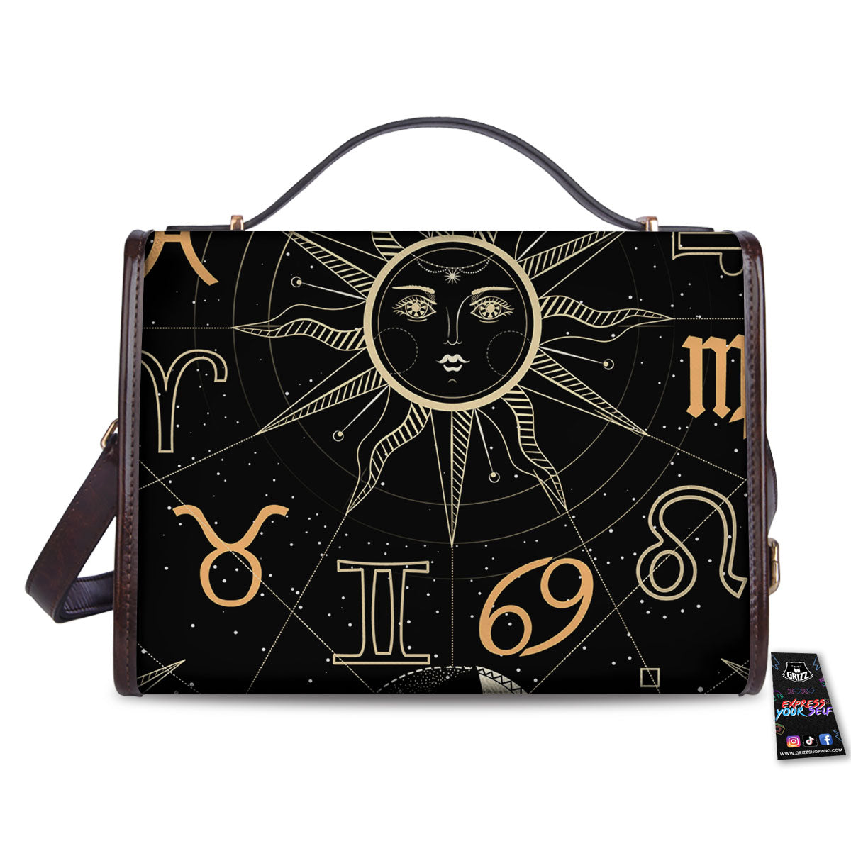 Moon And Vintage Sun Print Women's Satchel Bag