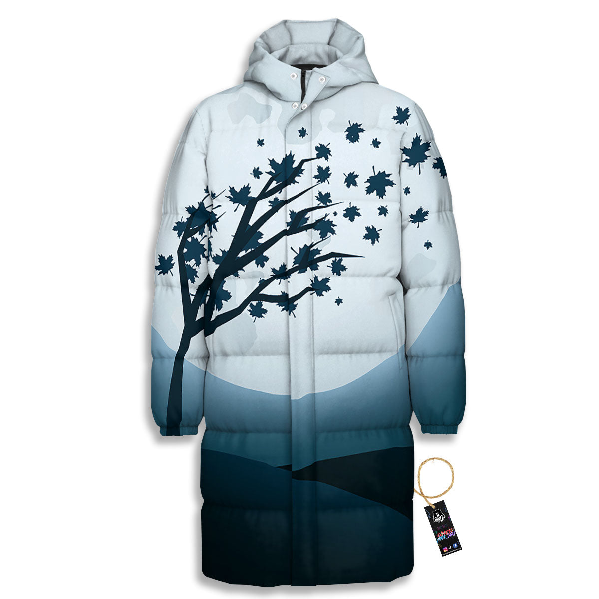 Moon Full Autumn Print Long Down Jacket