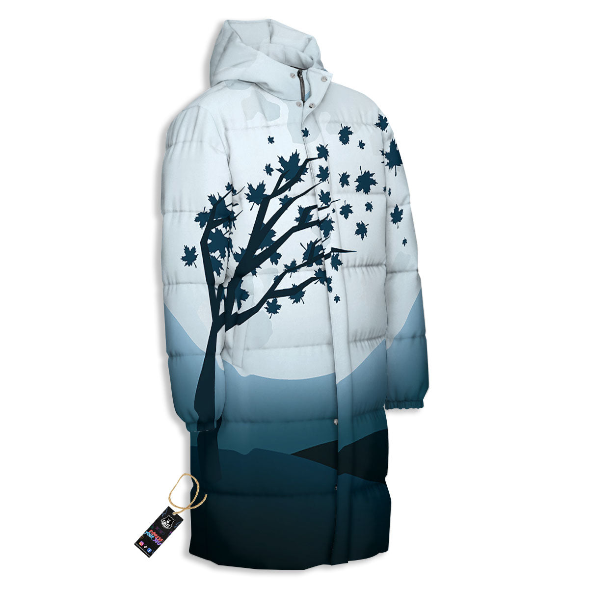 Moon Full Autumn Print Long Down Jacket