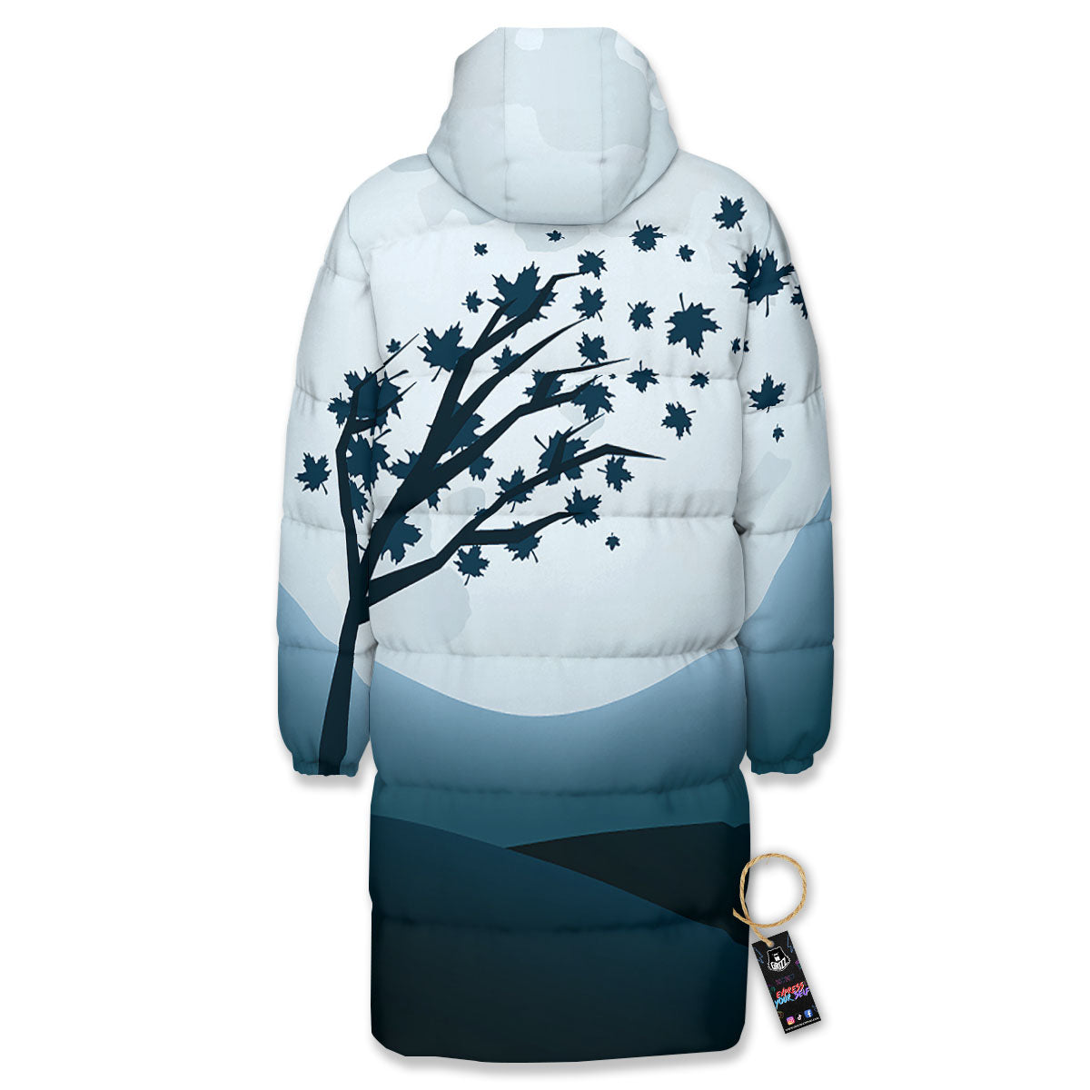 Moon Full Autumn Print Long Down Jacket