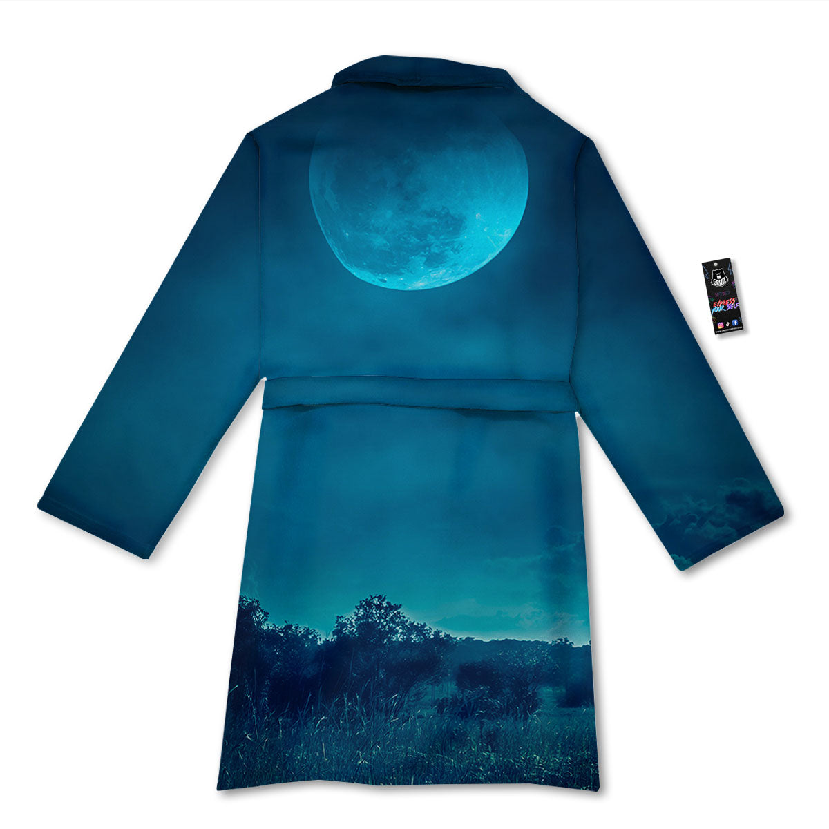 Moonlight And Night Forest Print Bathrobe-grizzshop