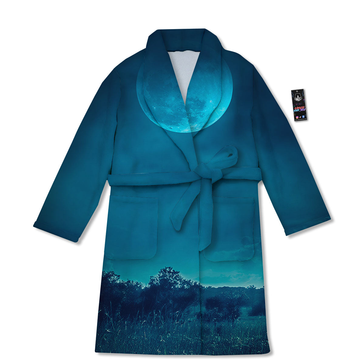 Moonlight And Night Forest Print Bathrobe-grizzshop