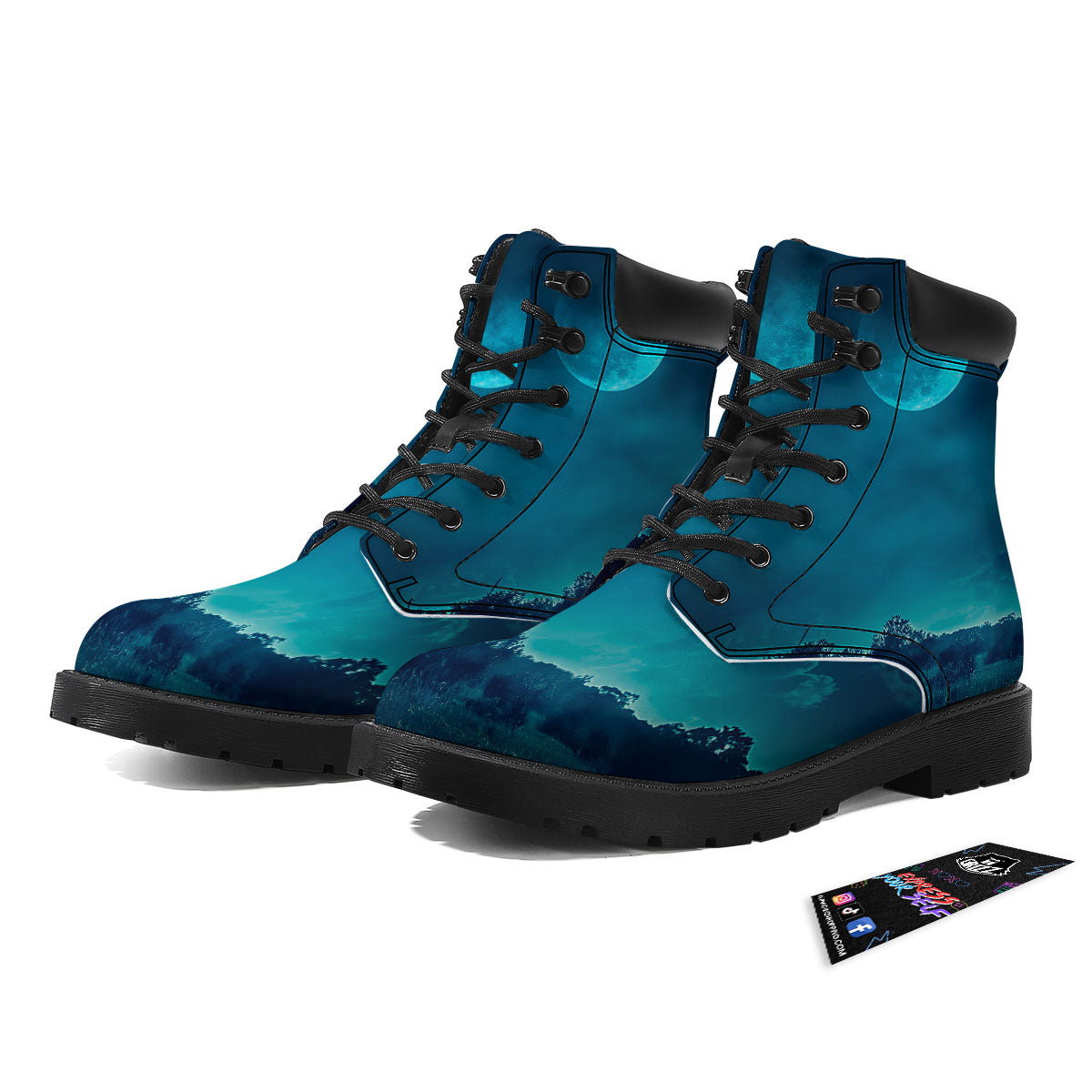 Moonlight And Night Forest Print Boots-grizzshop