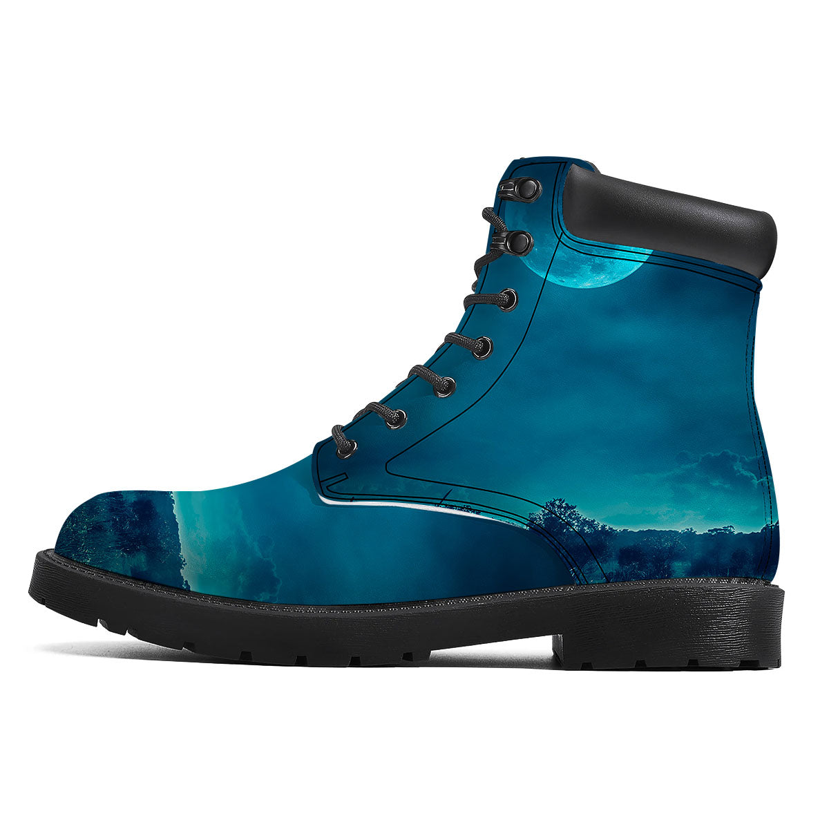 Moonlight And Night Forest Print Boots-grizzshop
