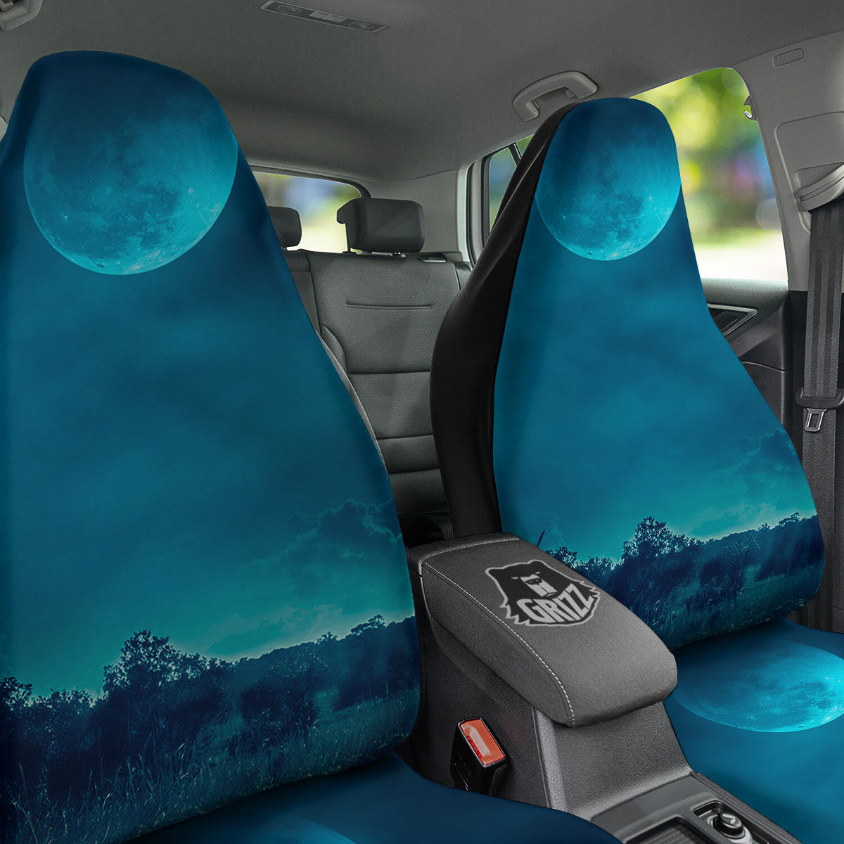 Moonlight And Night Forest Print Car Seat Covers-grizzshop
