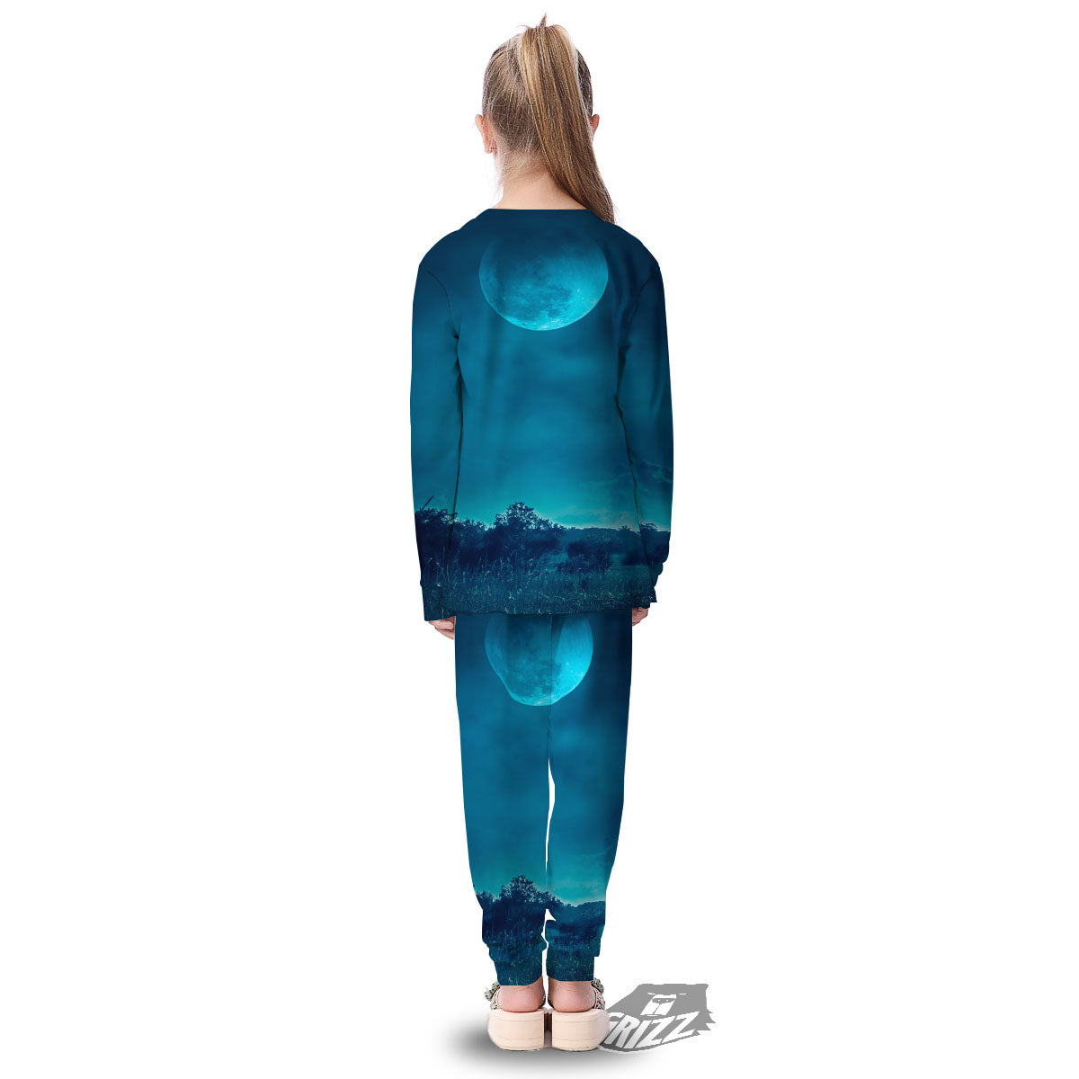 Moonlight And Night Forest Print Kid's Pajamas-grizzshop
