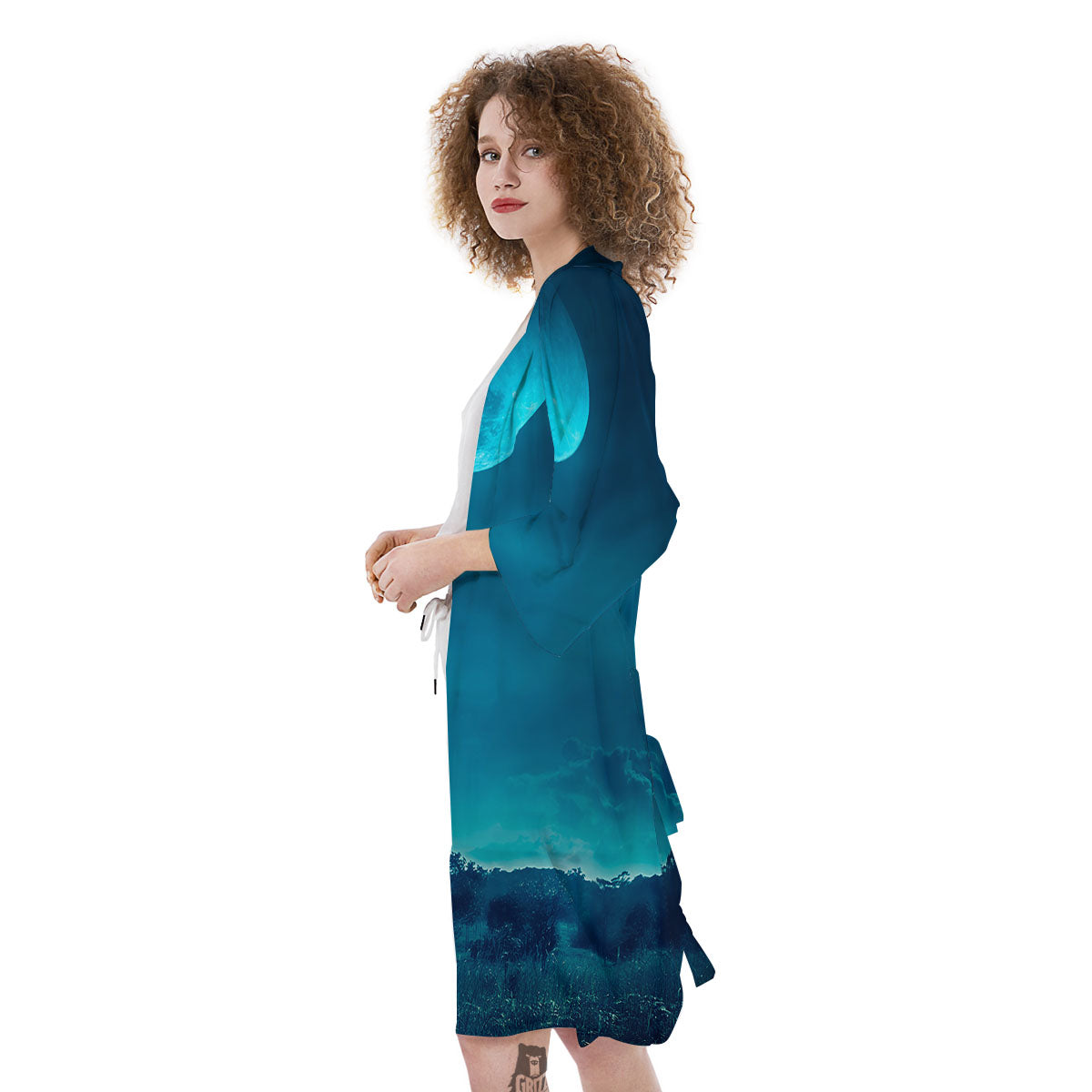 Moonlight And Night Forest Print Kimono-grizzshop