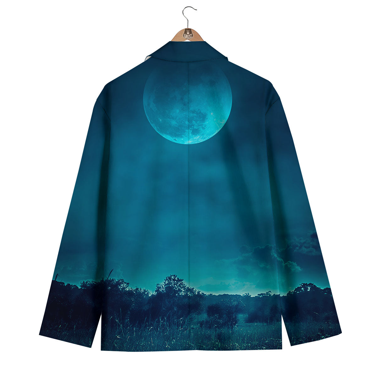 Moonlight And Night Forest Print Men's Blazer-grizzshop
