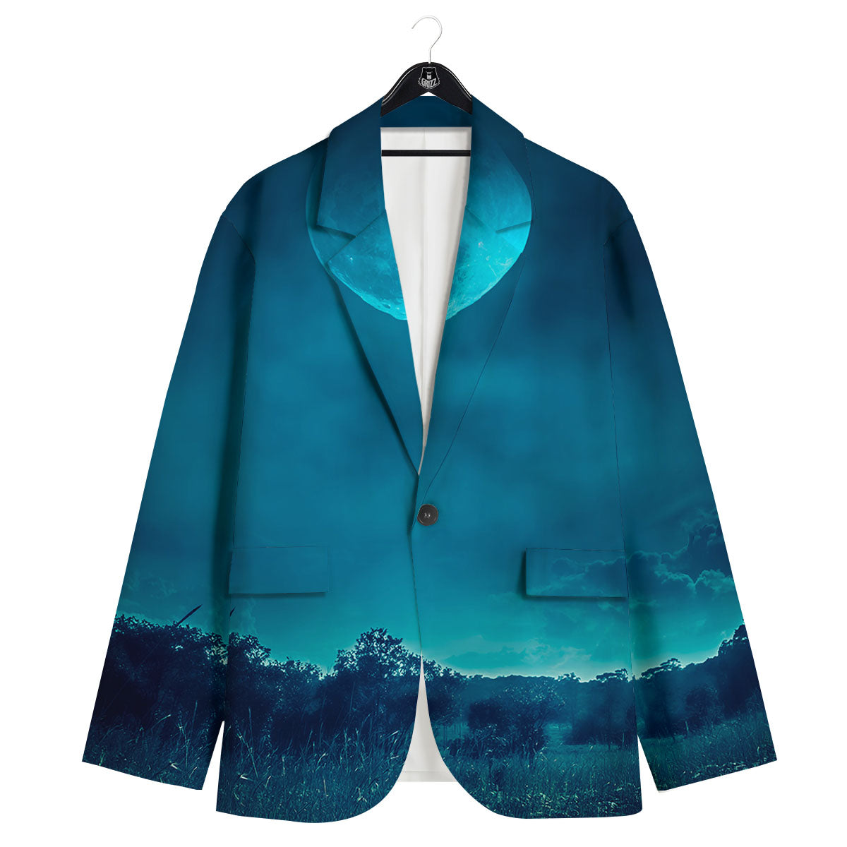 Moonlight And Night Forest Print Men's Sport Coat-grizzshop