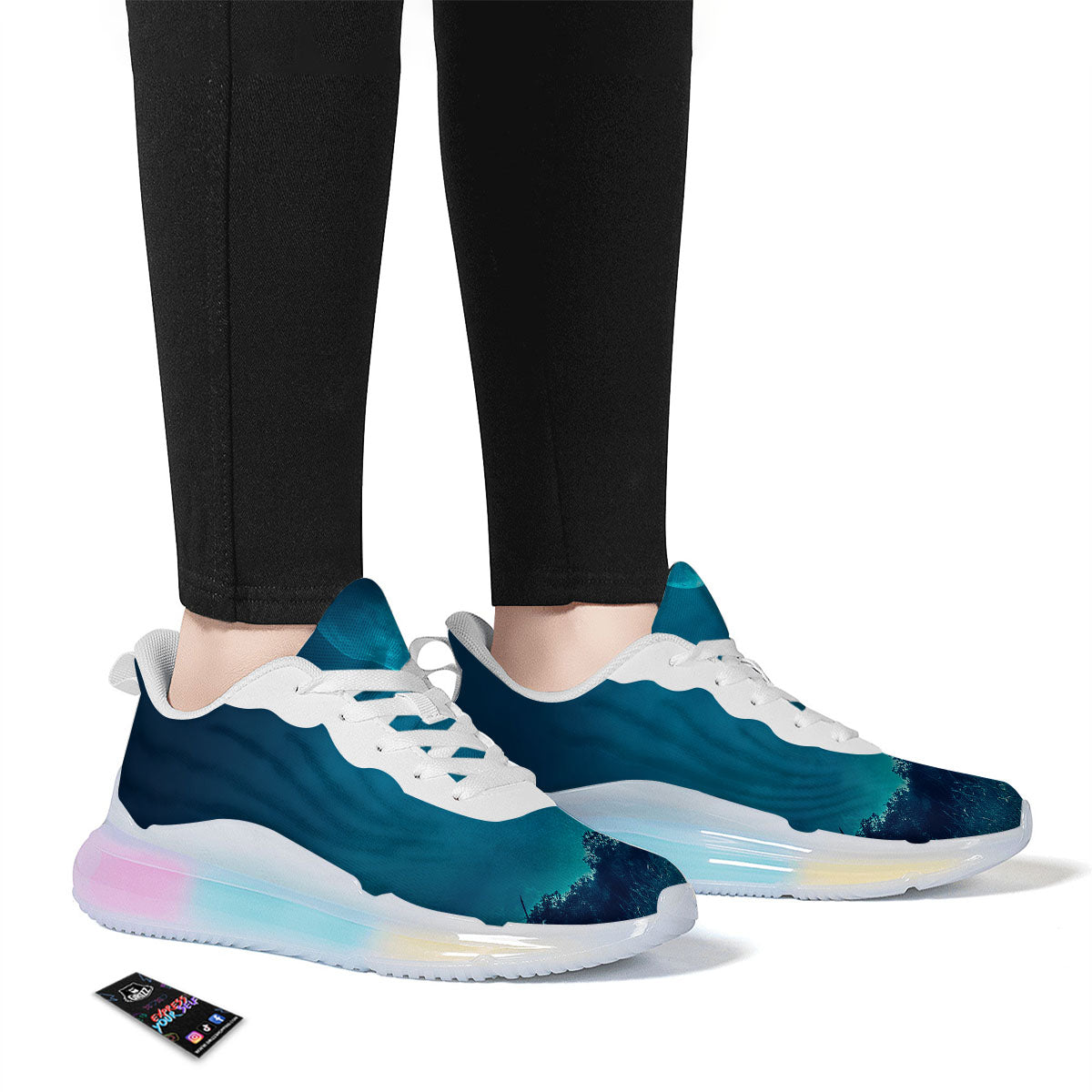 Moonlight And Night Forest Print Running Sneakers-grizzshop