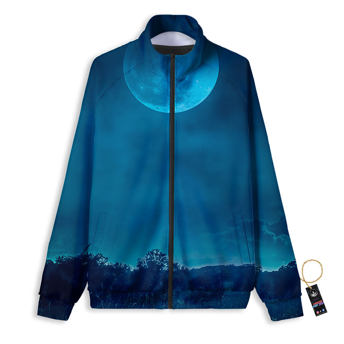 Moonlight And Night Forest Print Track Jacket-grizzshop