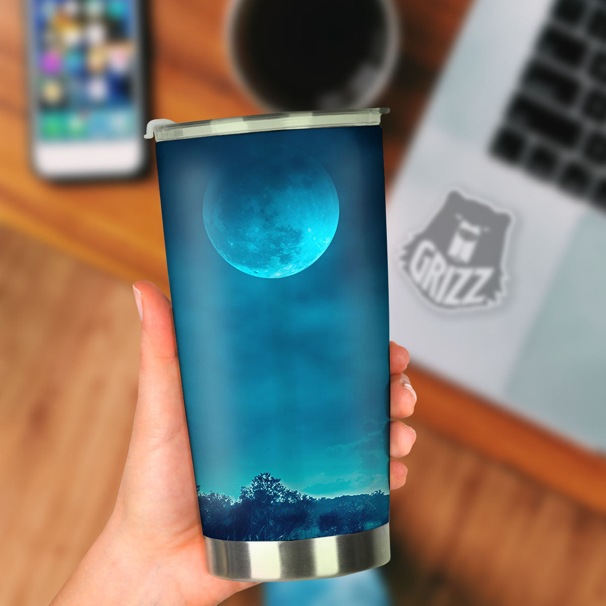 Moonlight And Night Forest Print Tumbler-grizzshop