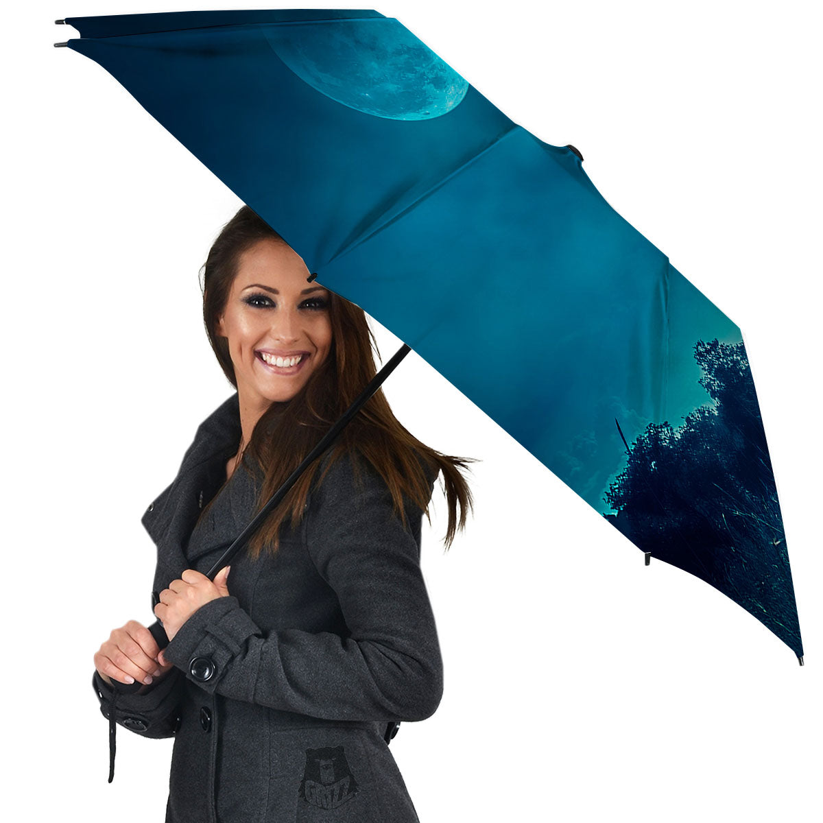 Moonlight And Night Forest Print Umbrella-grizzshop