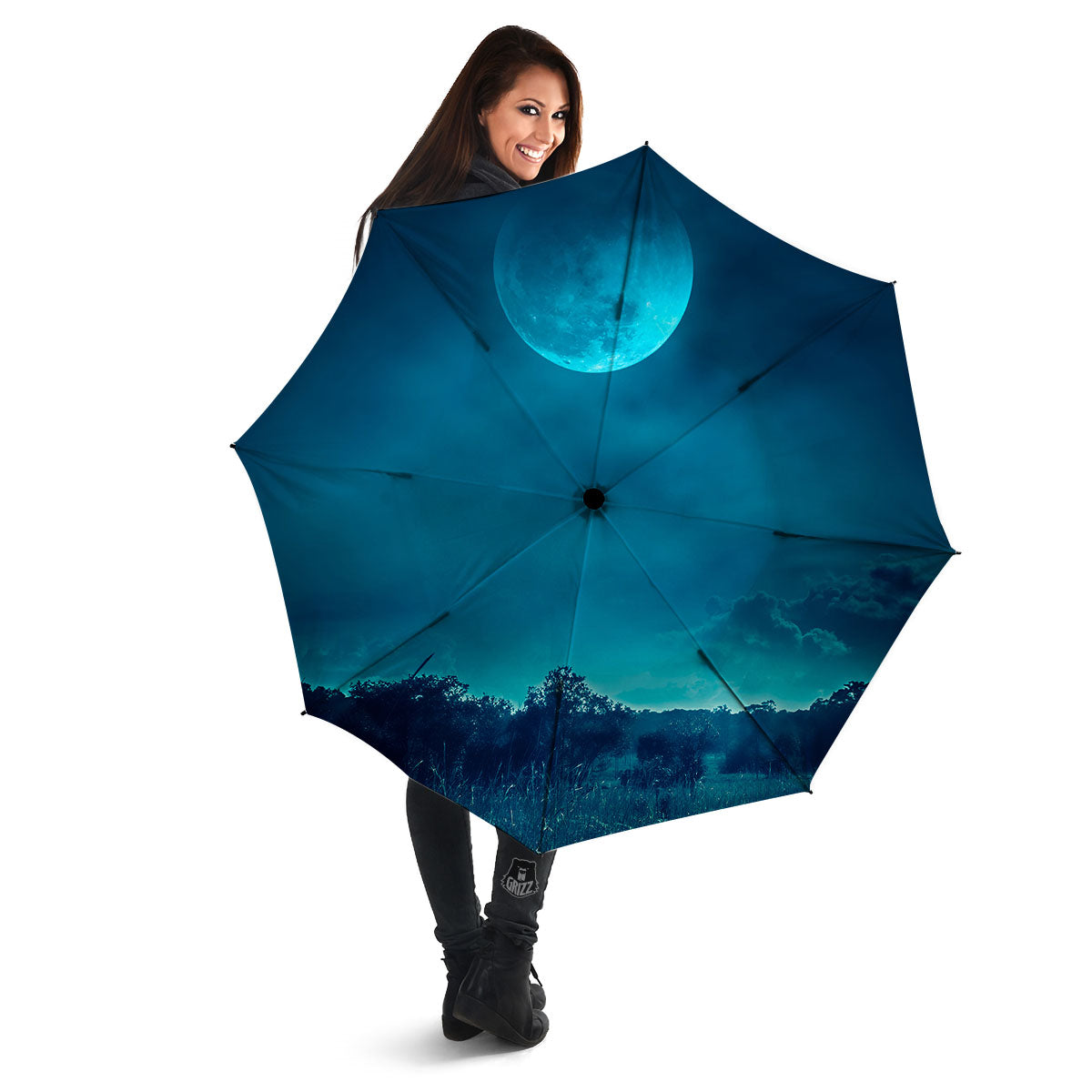 Moonlight And Night Forest Print Umbrella-grizzshop
