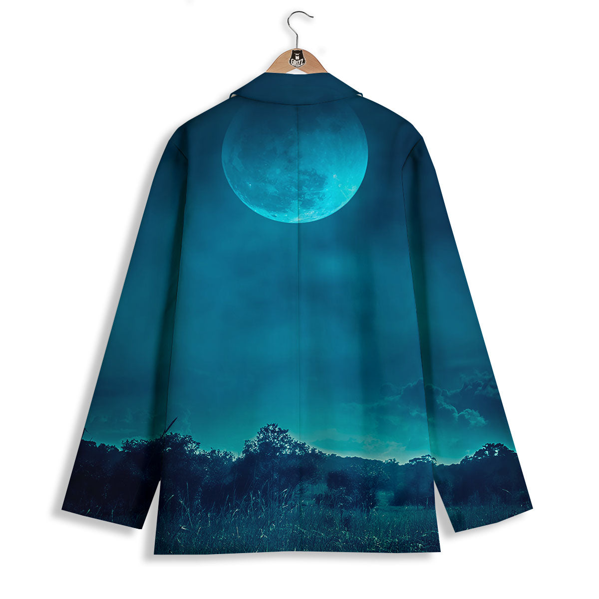 Moonlight And Night Forest Print Women's Blazer-grizzshop