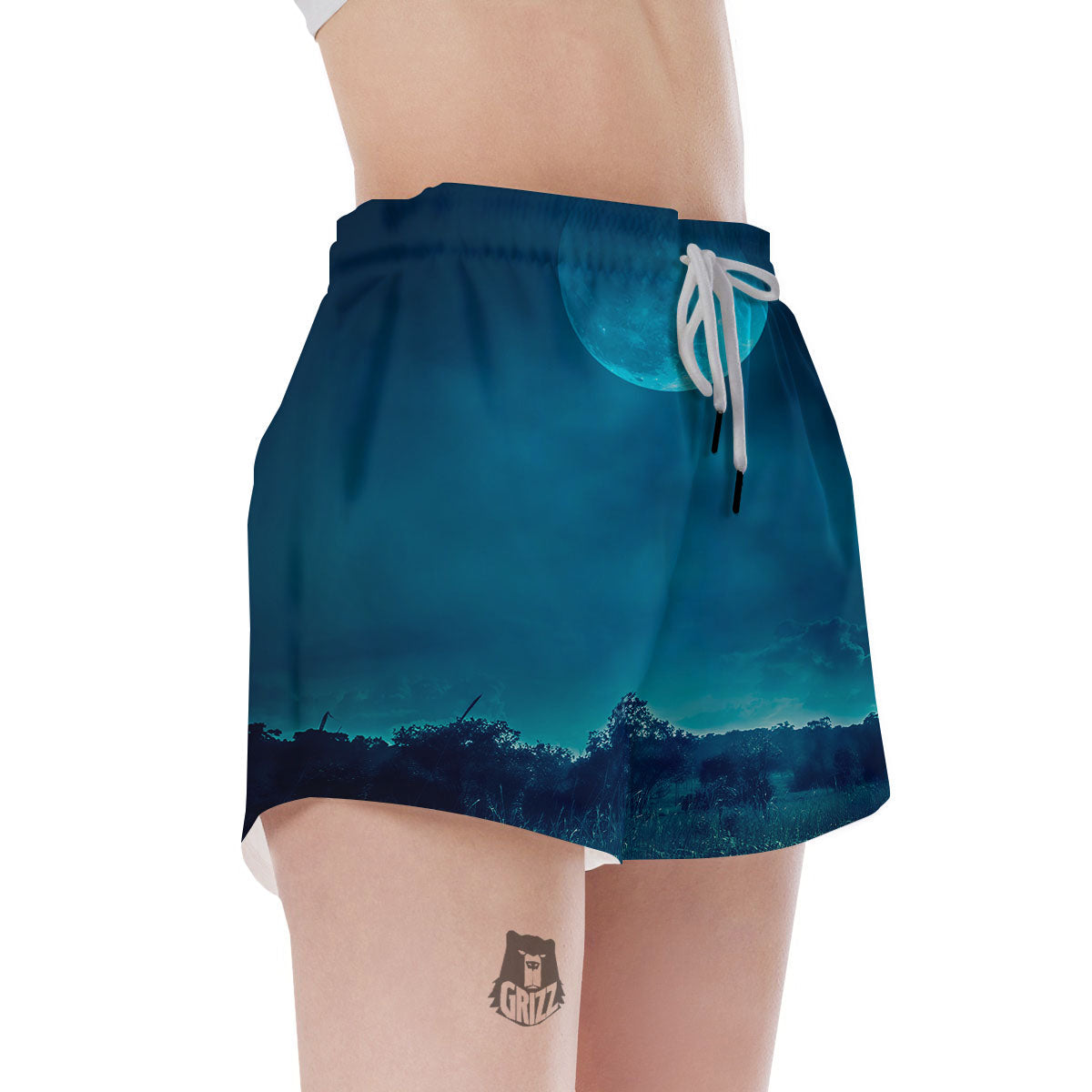 Moonlight And Night Forest Print Women's Shorts-grizzshop