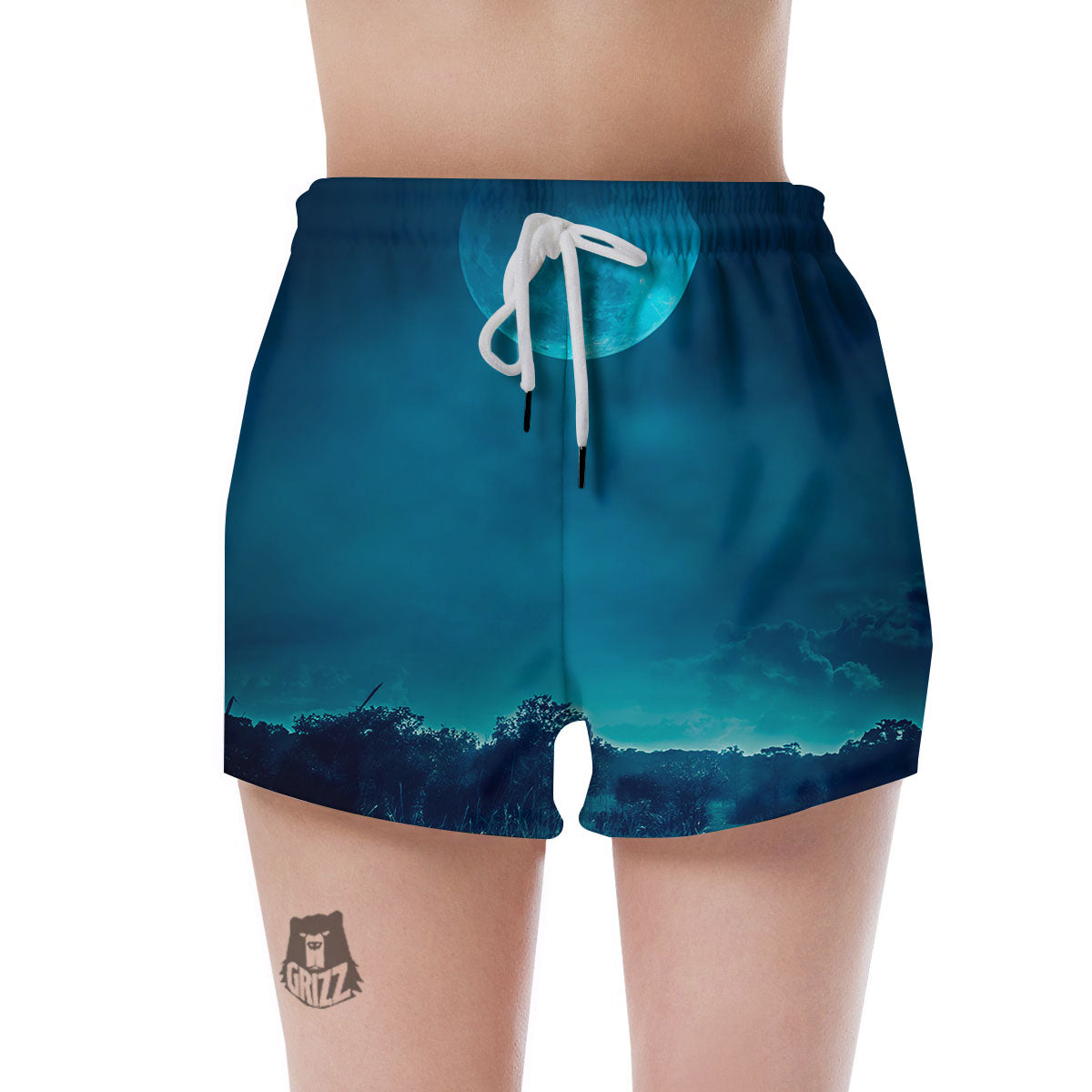 Moonlight And Night Forest Print Women's Shorts-grizzshop