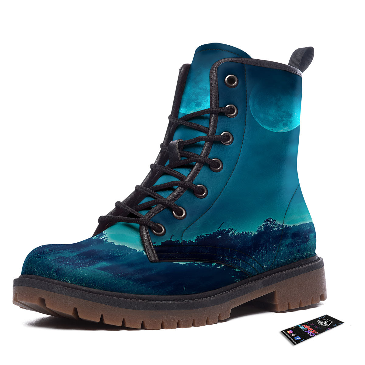 Moonlight And Night Forest Print Work Boots-grizzshop