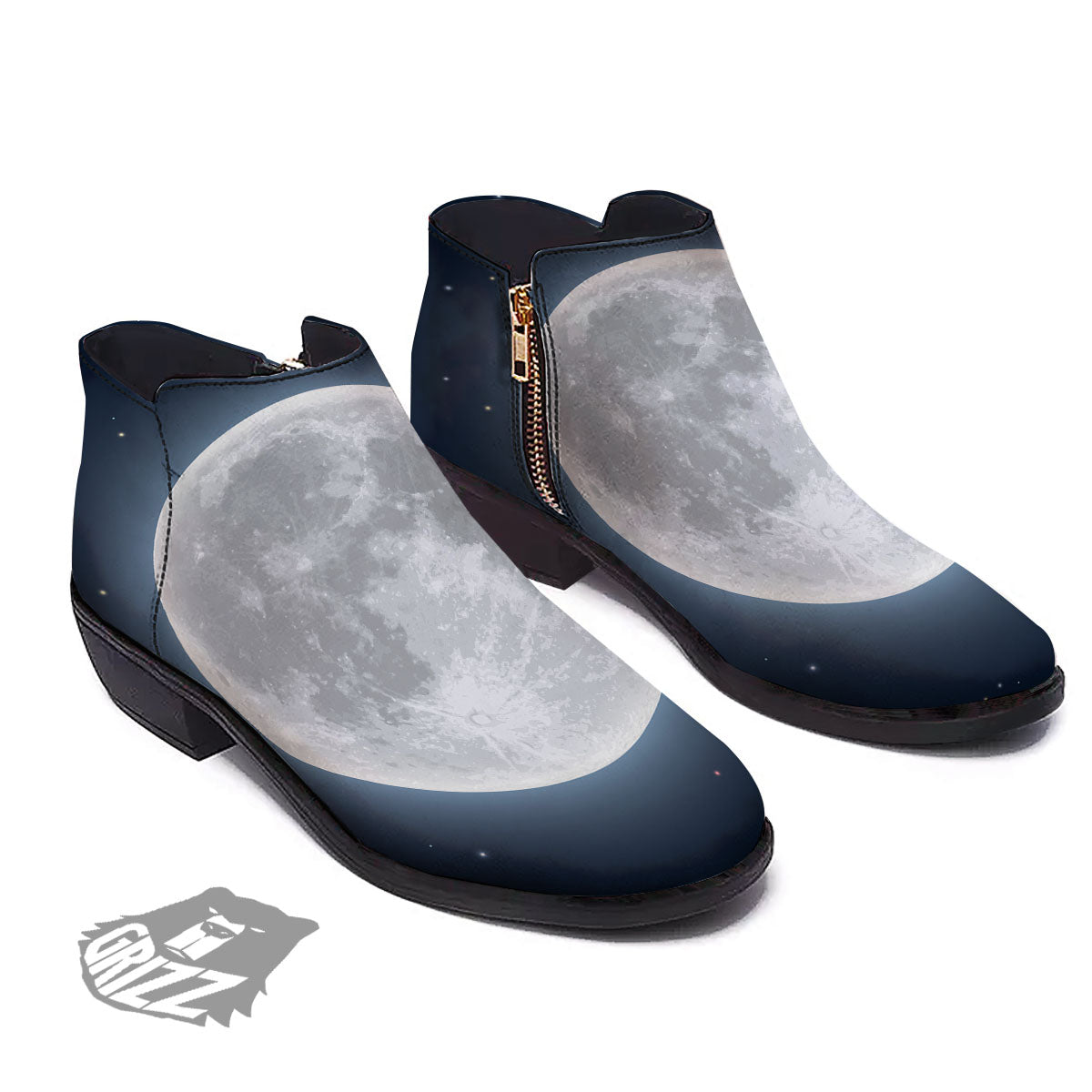 Moonlight And Night Sky Print Ankle Boots-grizzshop