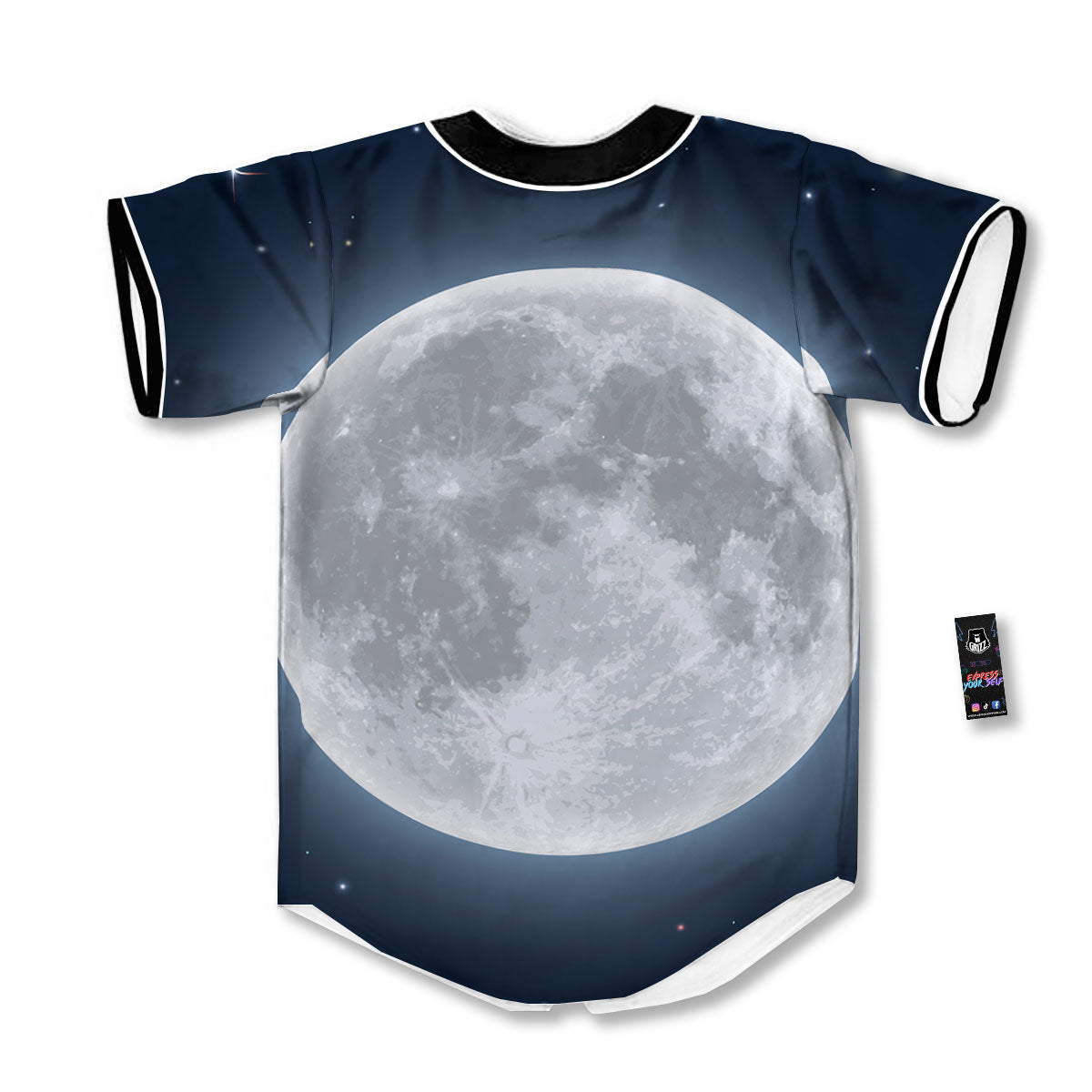 Moonlight And Night Sky Print Baseball Jersey-grizzshop