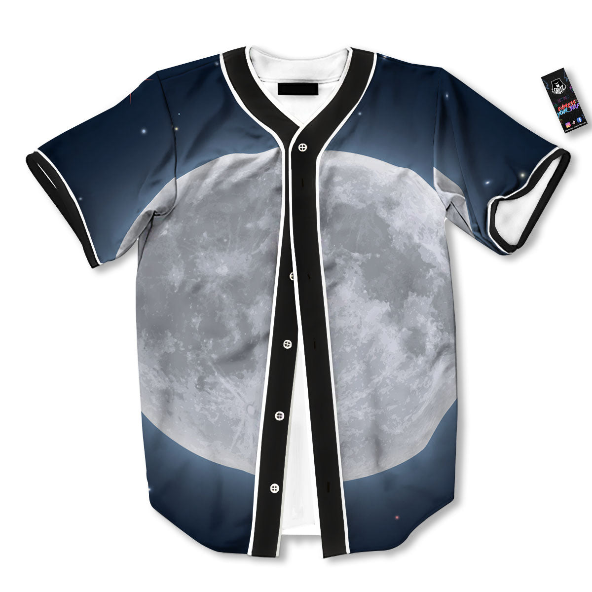 Moonlight And Night Sky Print Baseball Jersey-grizzshop
