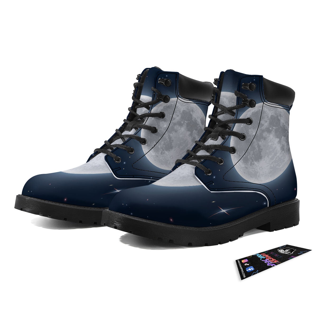 Moonlight And Night Sky Print Boots-grizzshop