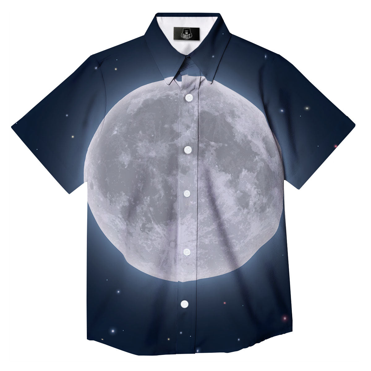 Moonlight And Night Sky Print Button Up Shirt-grizzshop