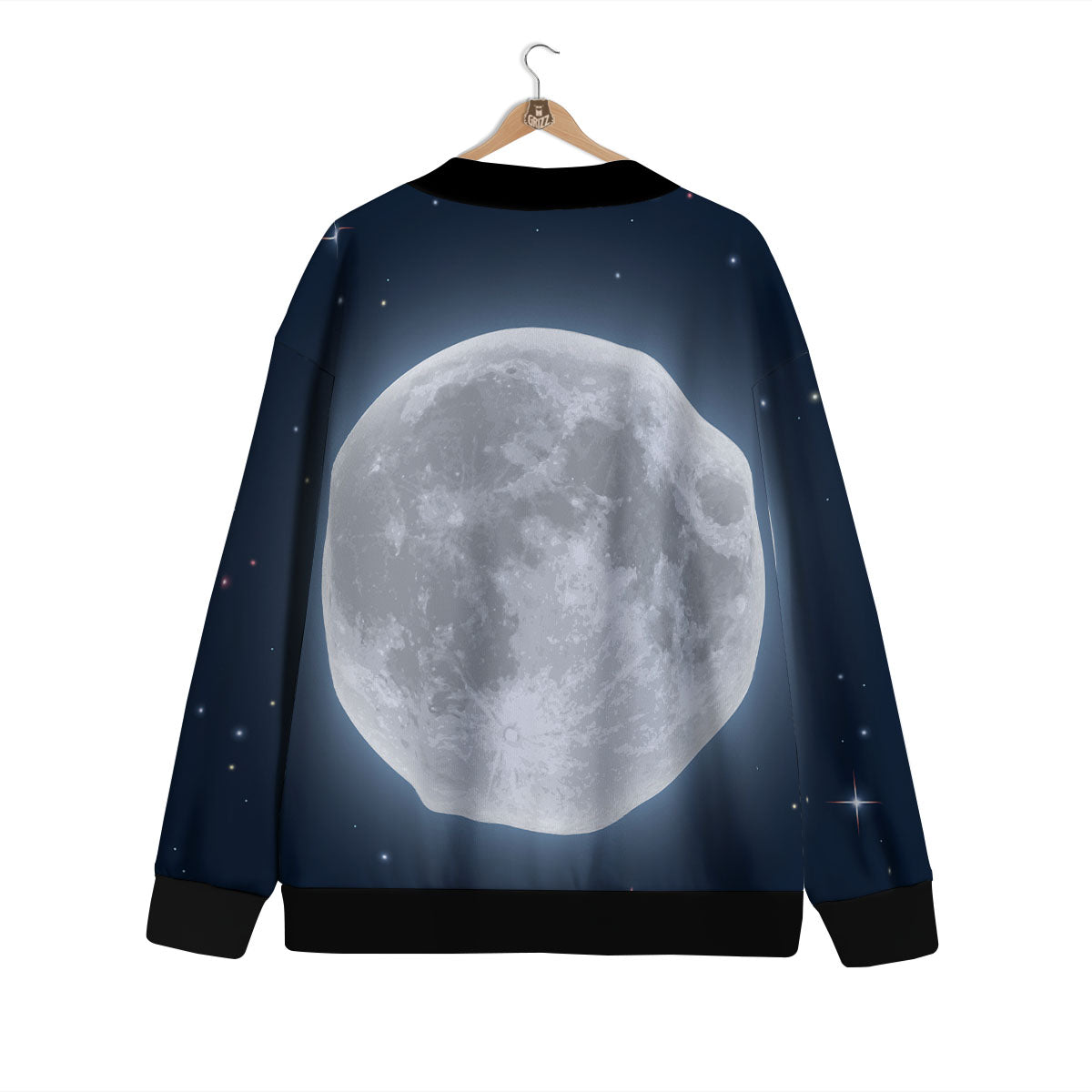 Moonlight And Night Sky Print Cardigan-grizzshop