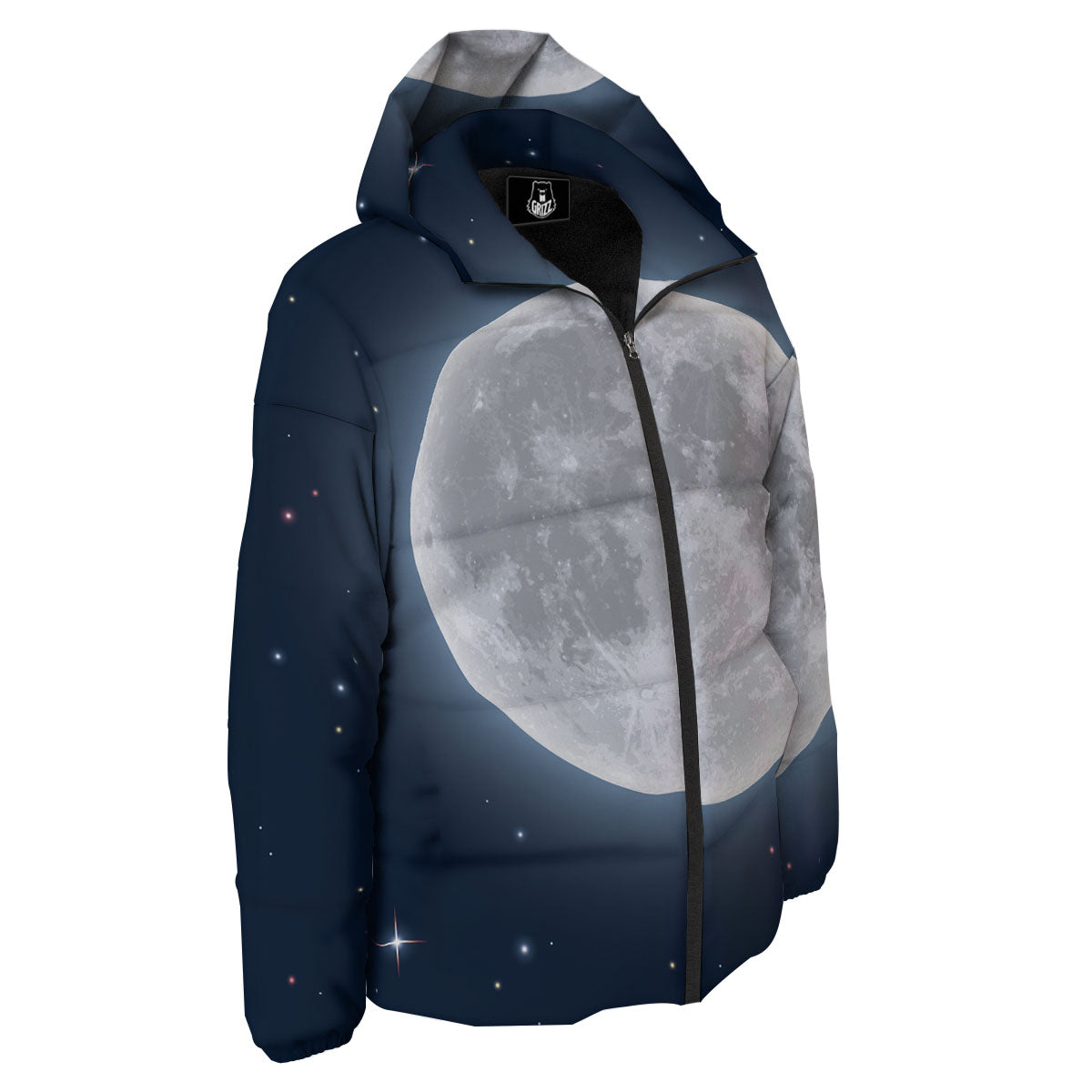 Moonlight And Night Sky Print Down Jacket-grizzshop