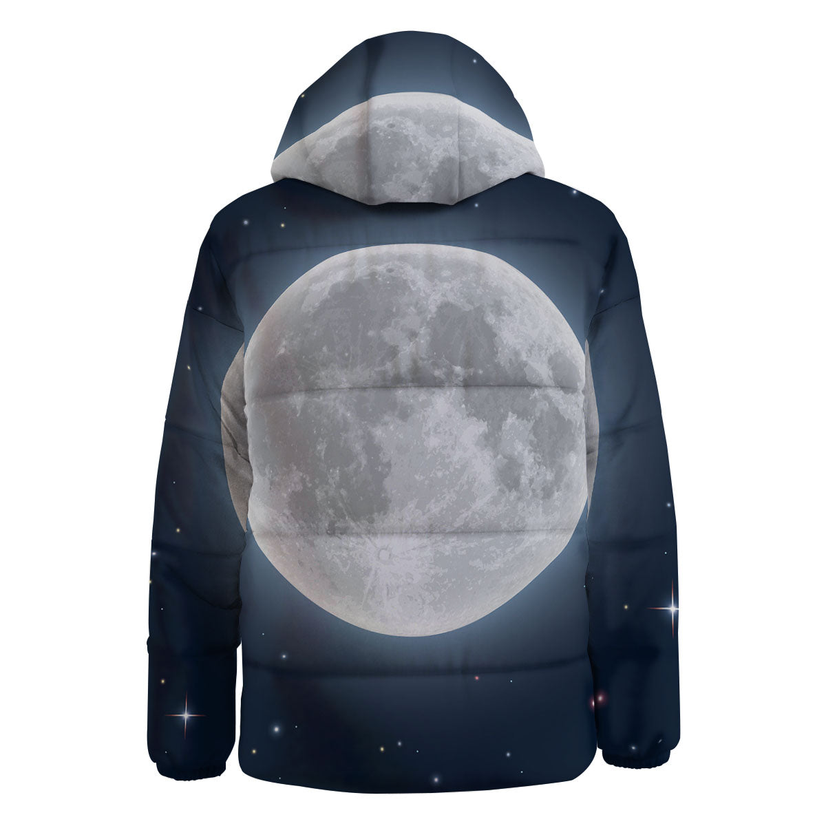 Moonlight And Night Sky Print Down Jacket-grizzshop