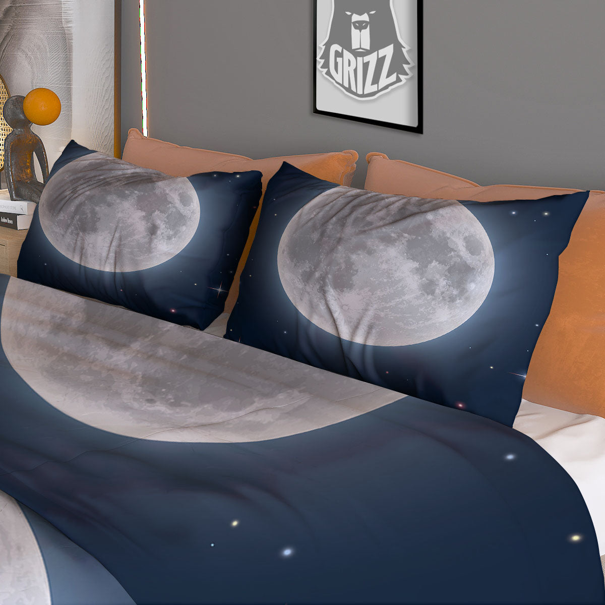 Moonlight And Night Sky Print Duvet Cover Bedding Set
