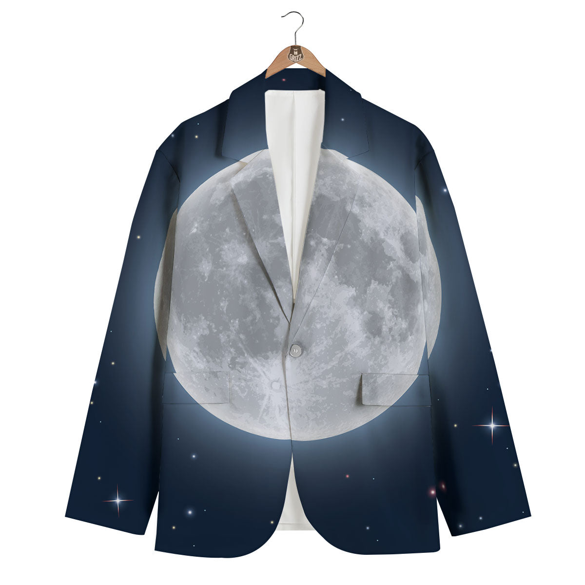 Moonlight And Night Sky Print Men's Blazer-grizzshop
