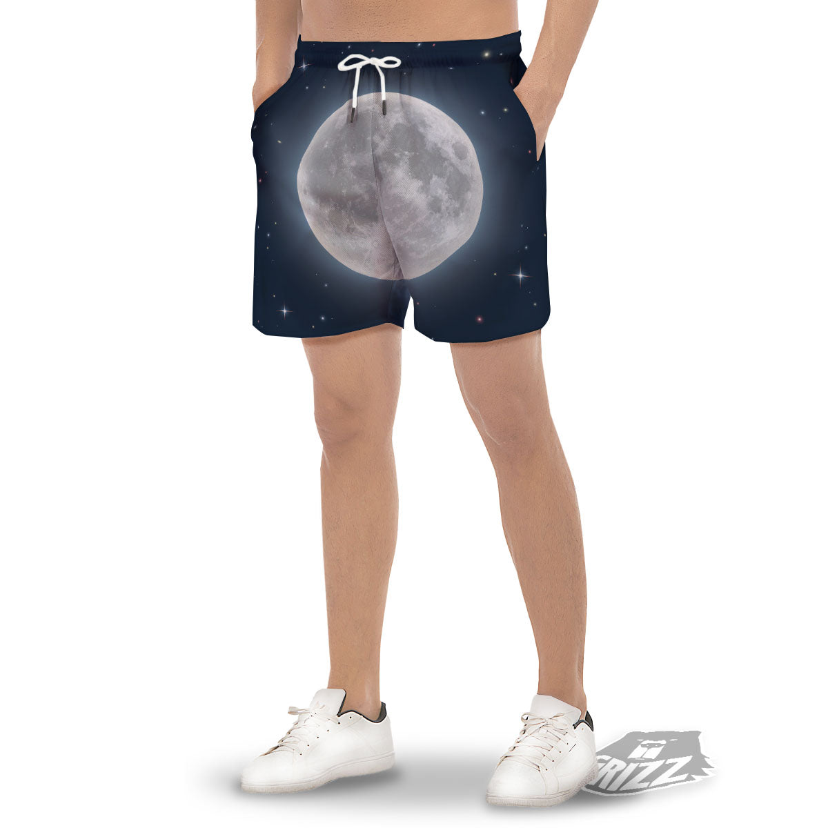 Moonlight And Night Sky Print Men's Gym Shorts-grizzshop