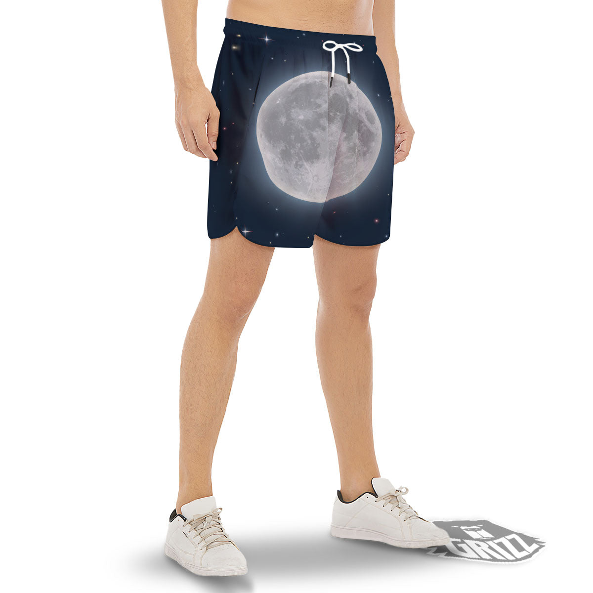 Moonlight And Night Sky Print Men's Gym Shorts-grizzshop