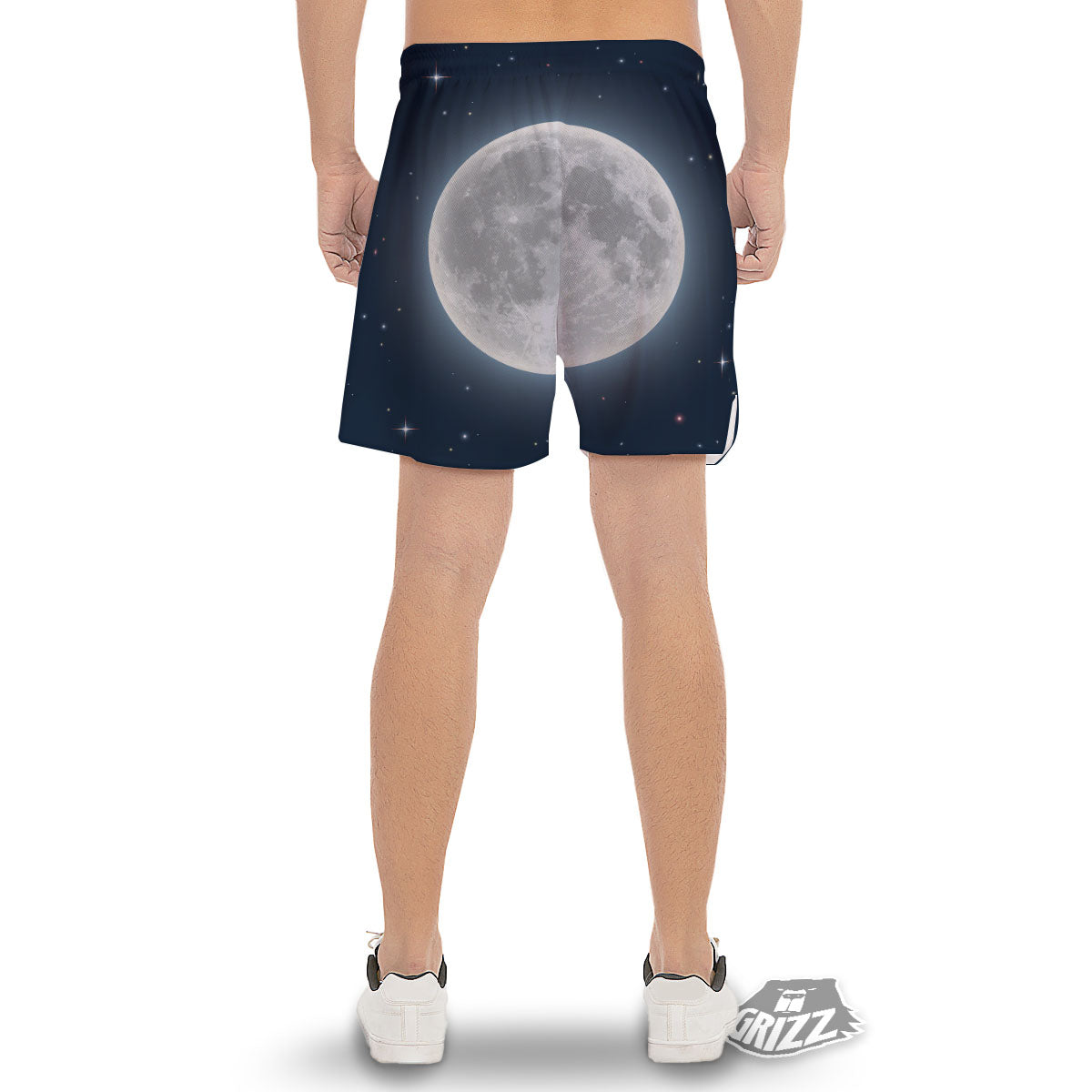 Moonlight And Night Sky Print Men's Gym Shorts-grizzshop