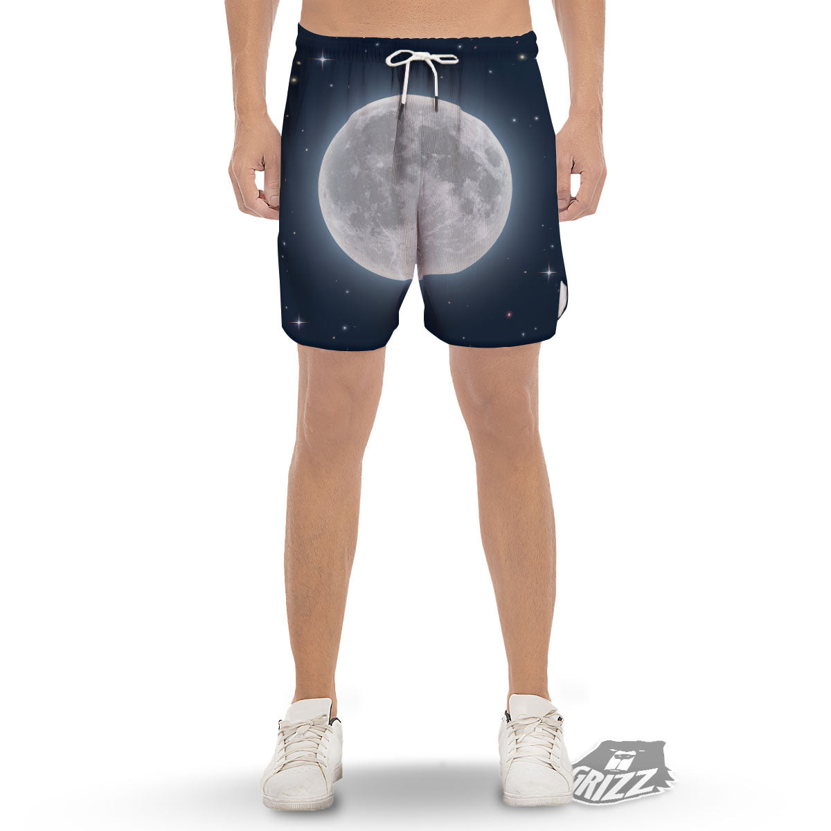 Moonlight And Night Sky Print Men's Gym Shorts-grizzshop