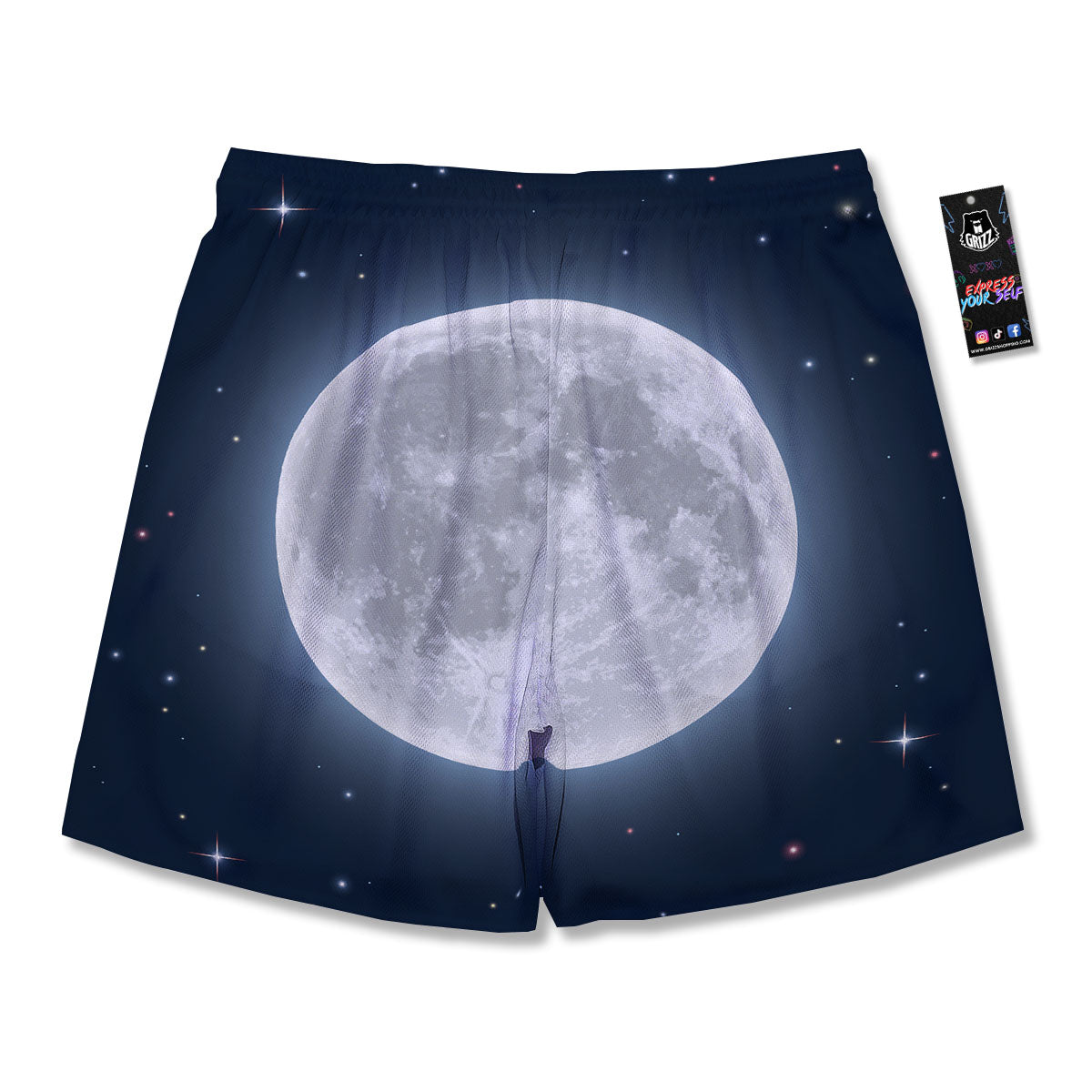 Moonlight And Night Sky Print Men's Running Shorts-grizzshop