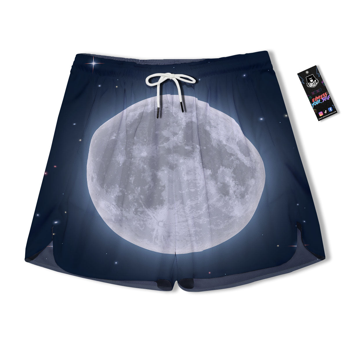 Moonlight And Night Sky Print Men's Running Shorts-grizzshop
