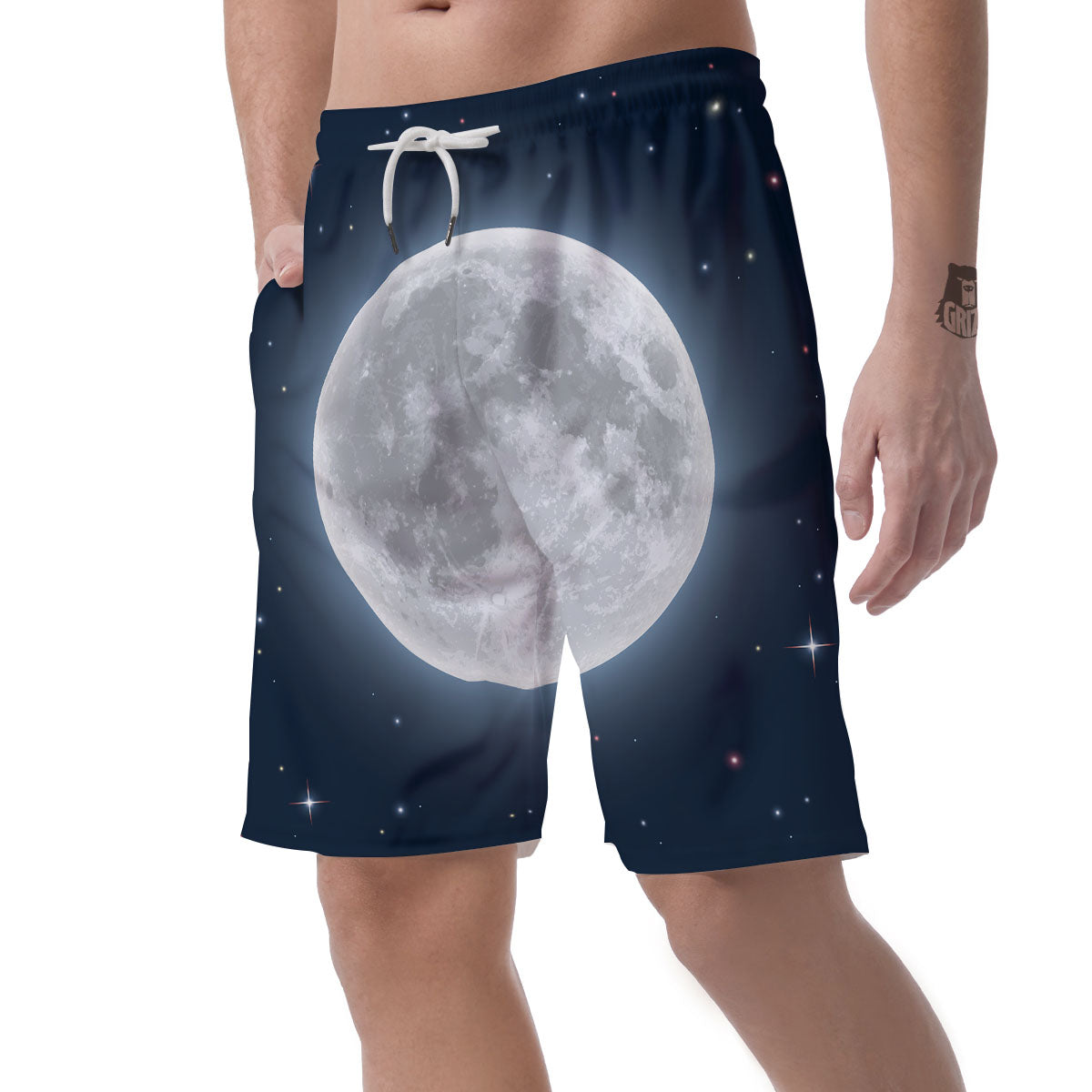 Moonlight And Night Sky Print Men's Shorts-grizzshop