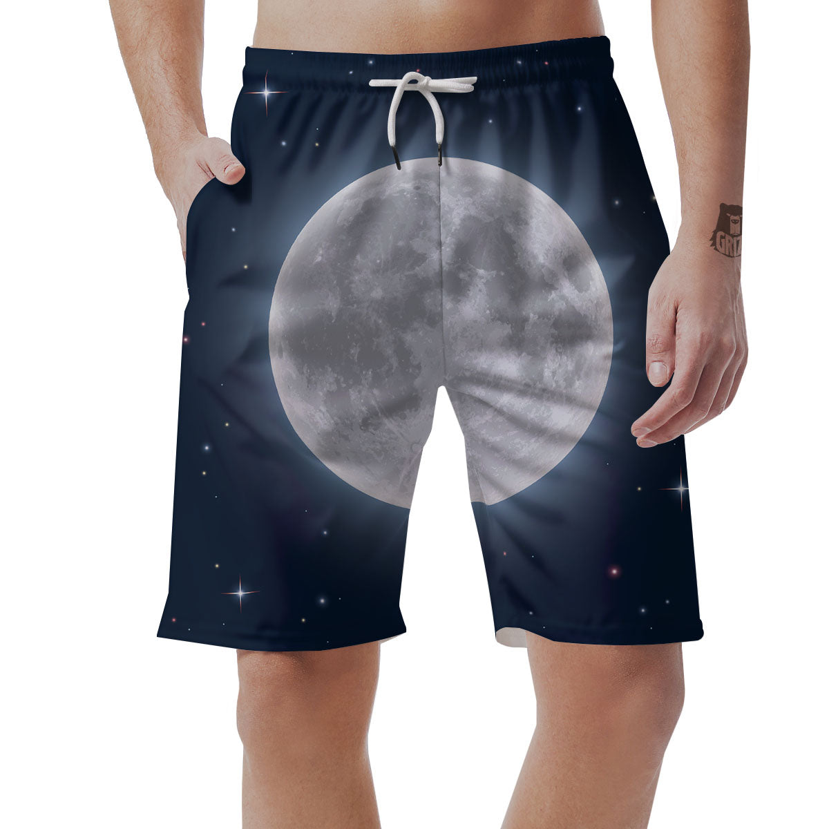 Moonlight And Night Sky Print Men's Shorts-grizzshop