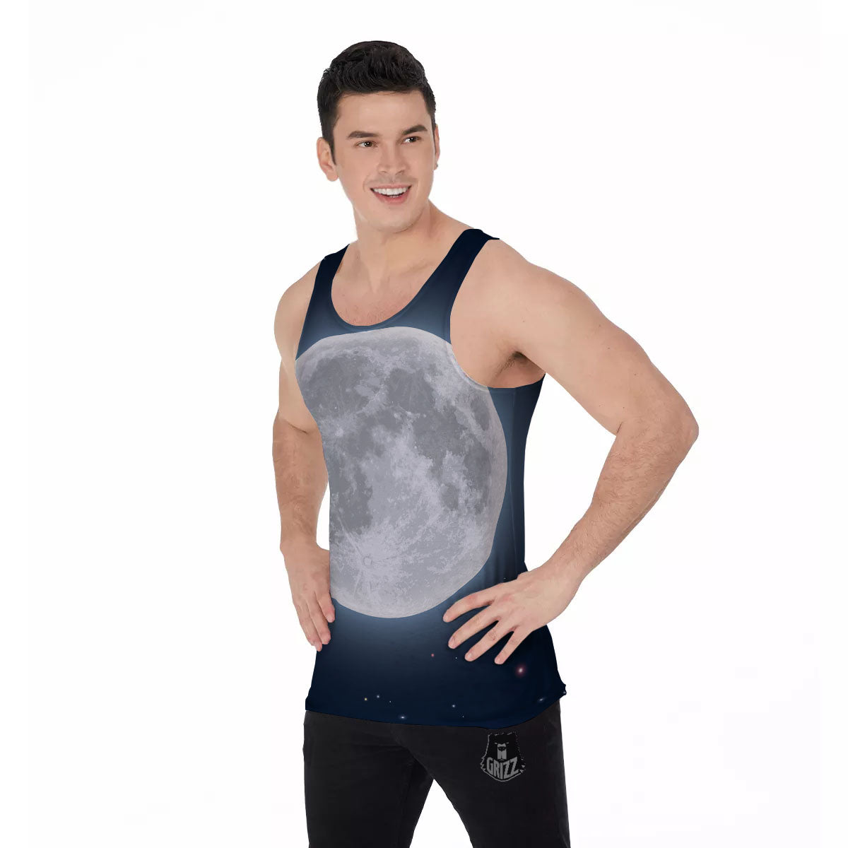 Moonlight And Night Sky Print Men's Tank Top-grizzshop