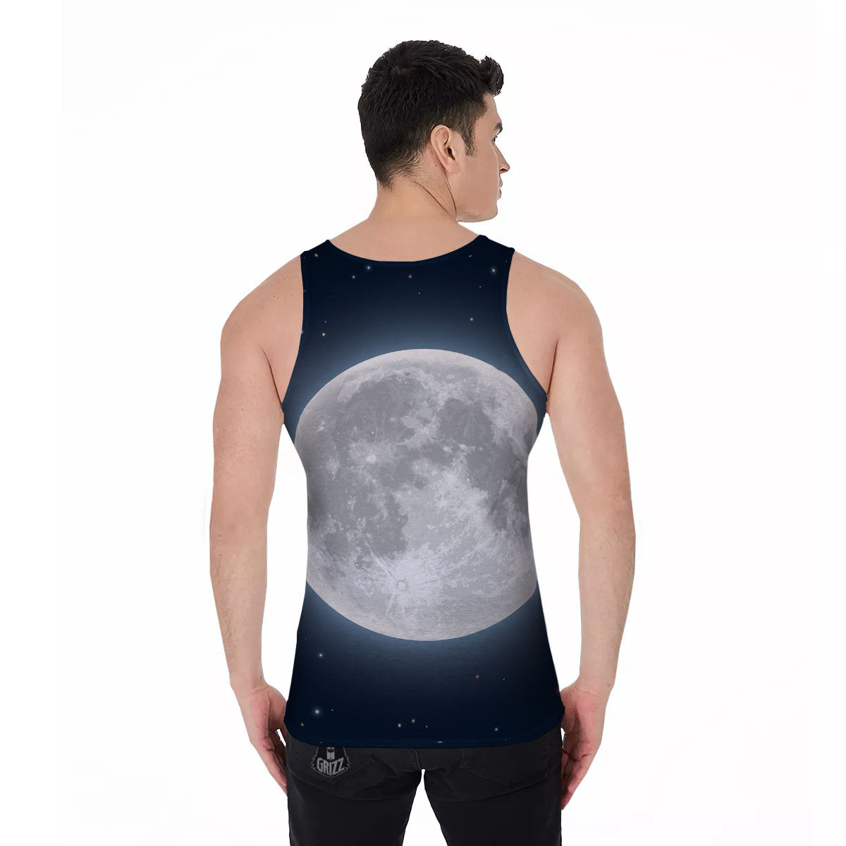 Moonlight And Night Sky Print Men's Tank Top-grizzshop
