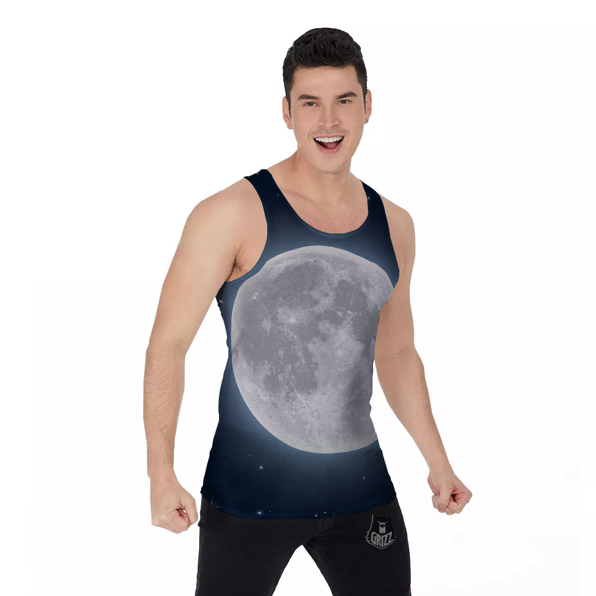 Moonlight And Night Sky Print Men's Tank Top-grizzshop
