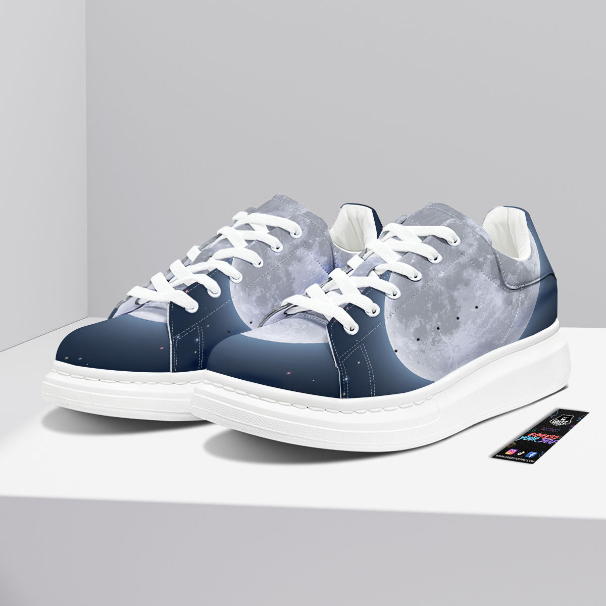 Moonlight And Night Sky Print Platform Shoes-grizzshop