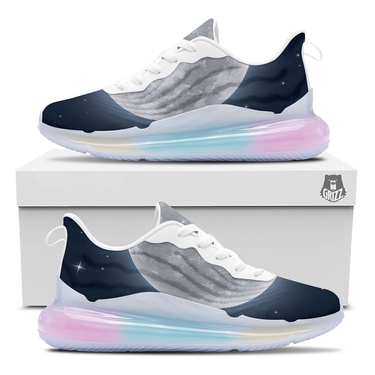Moonlight And Night Sky Print Running Sneakers-grizzshop