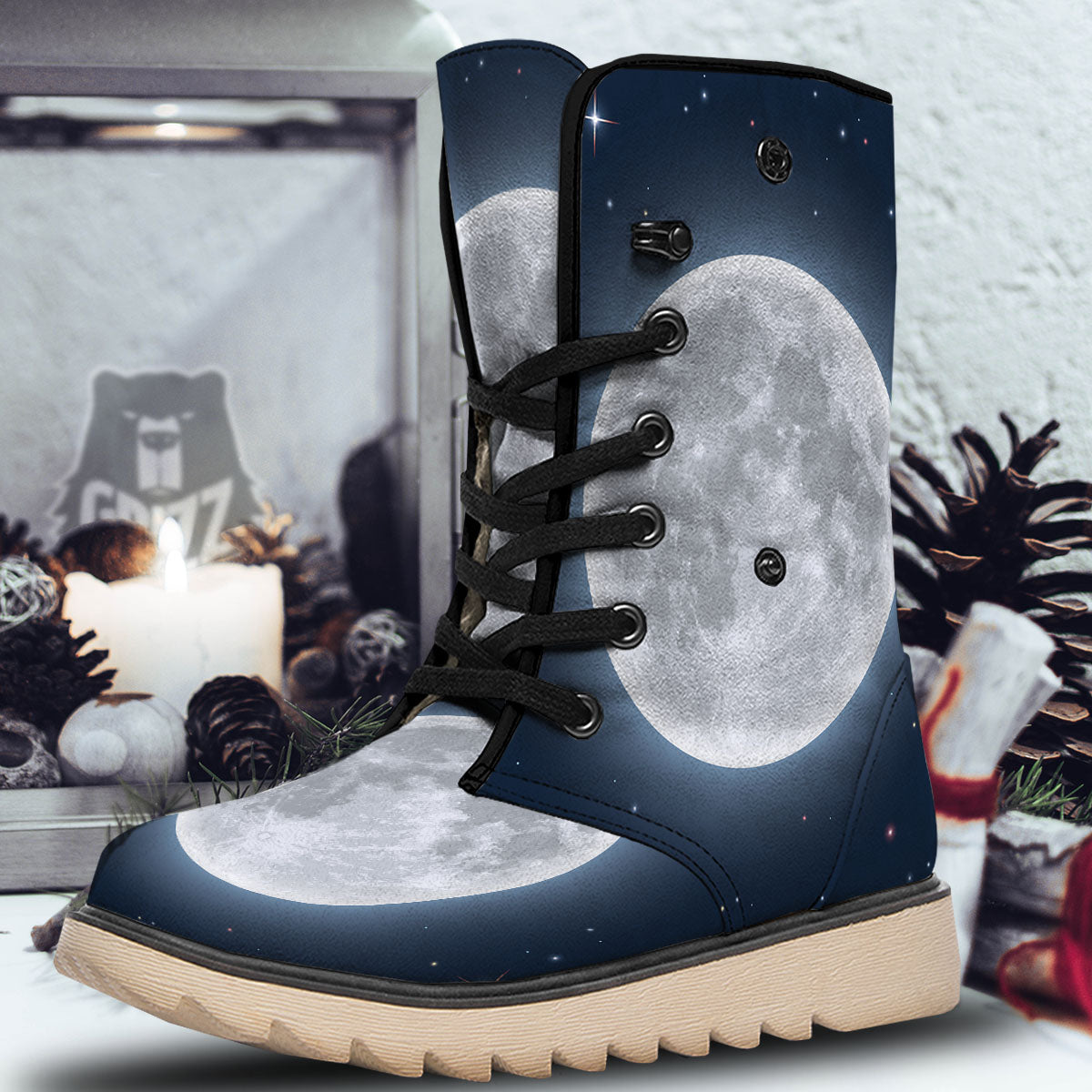 Moonlight And Night Sky Print Snow Boots-grizzshop