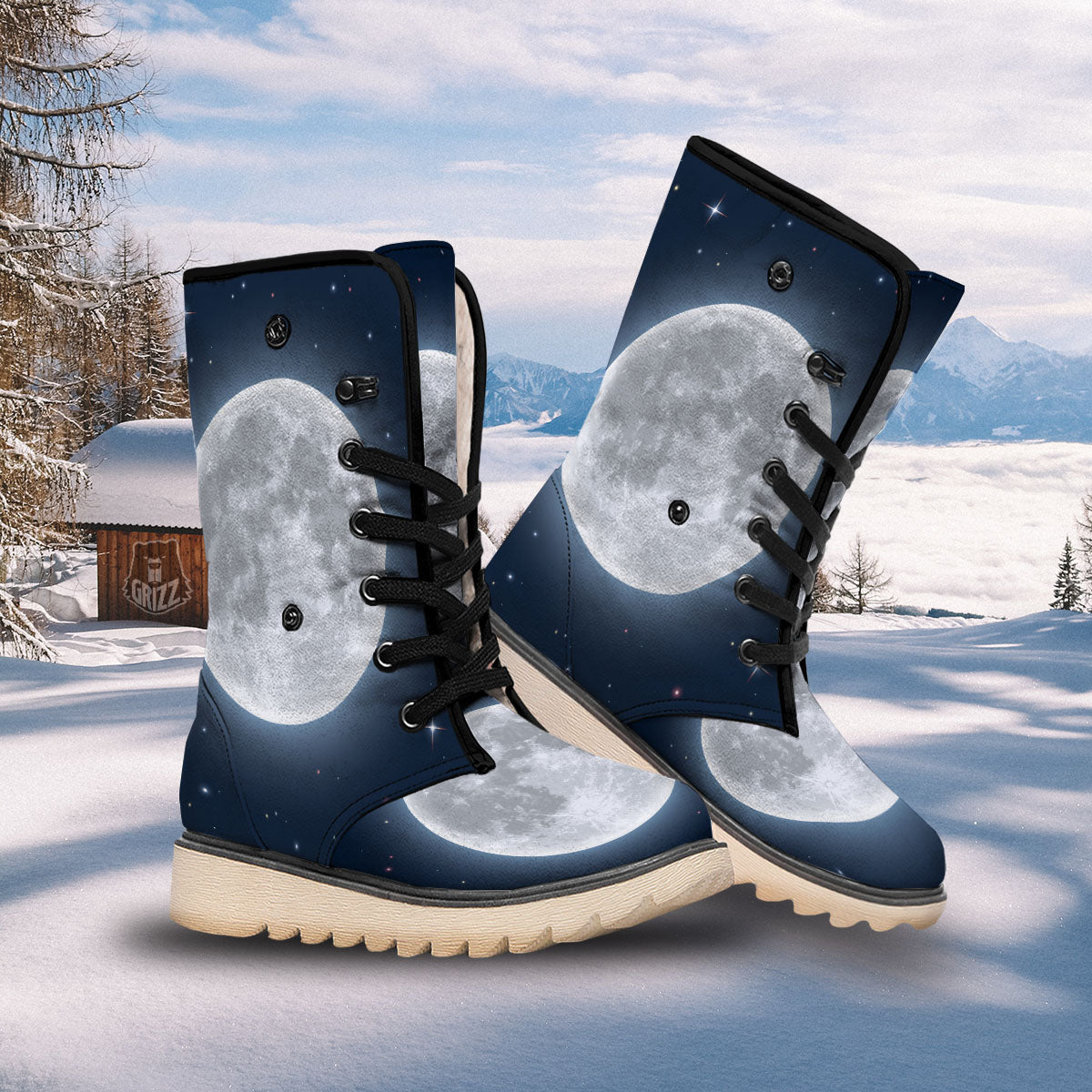 Moonlight And Night Sky Print Snow Boots-grizzshop