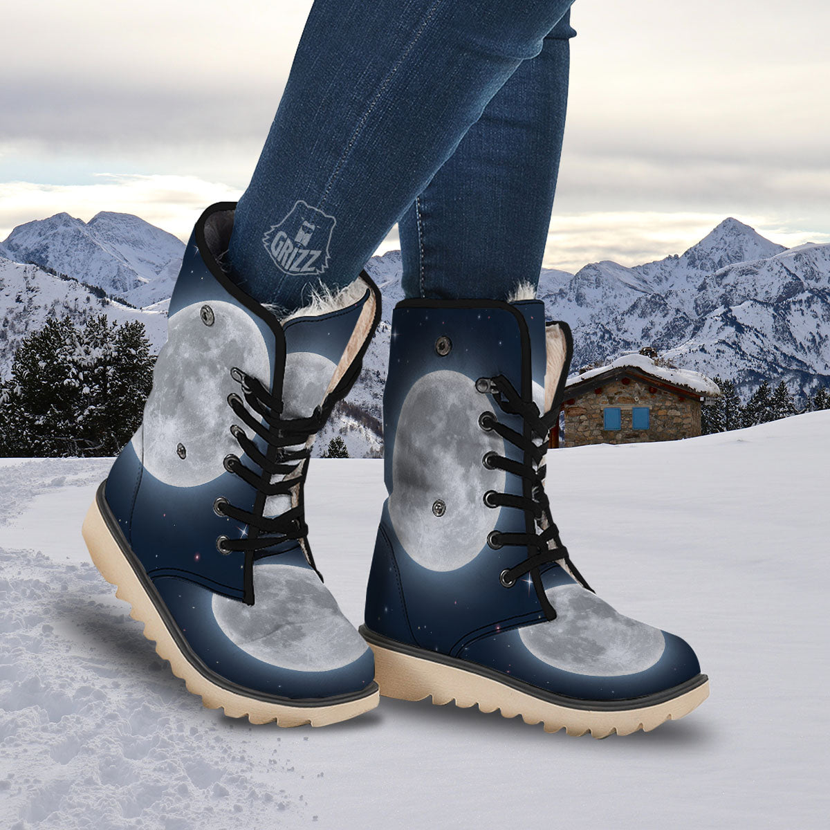 Moonlight And Night Sky Print Snow Boots-grizzshop