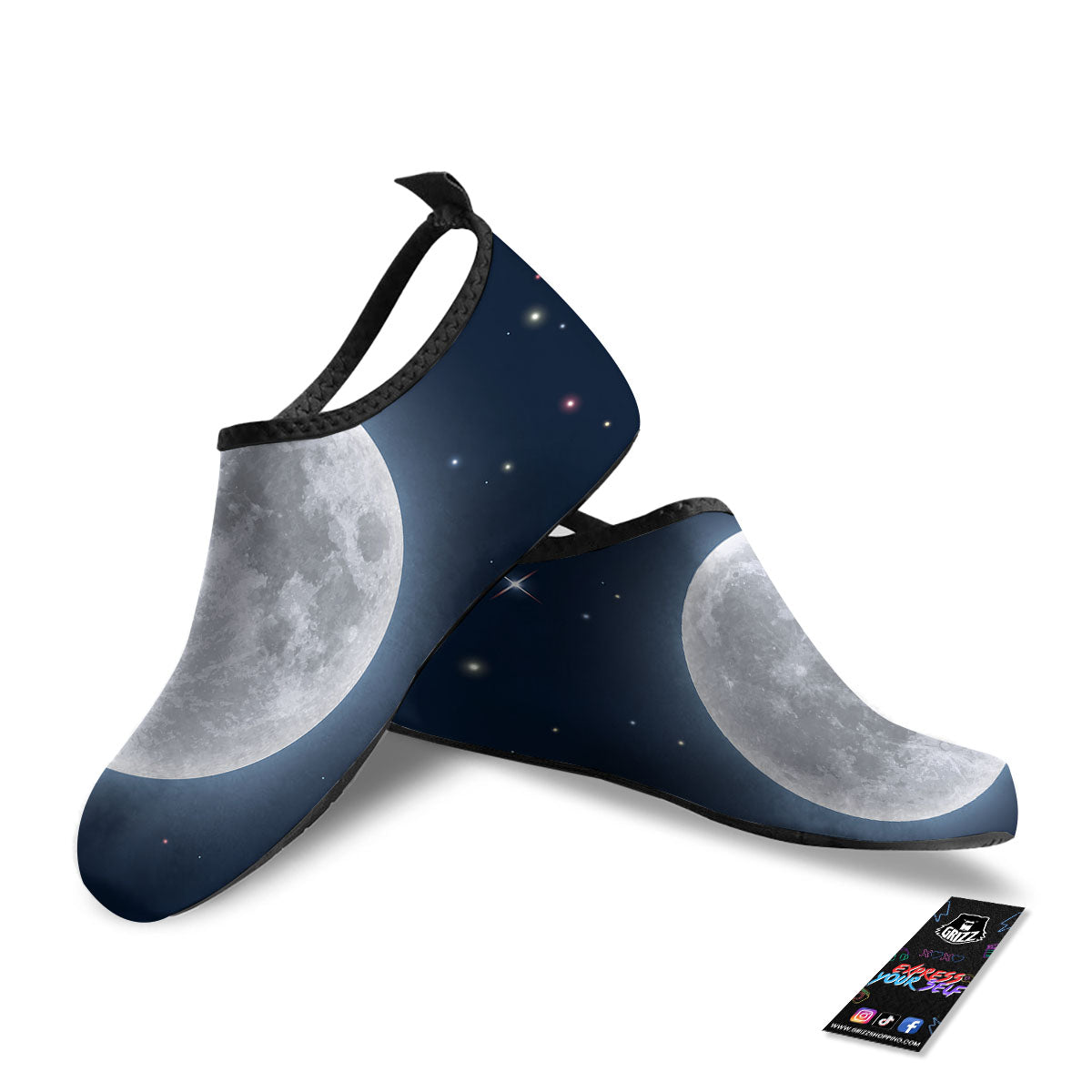 Moonlight And Night Sky Print Water Shoes-grizzshop